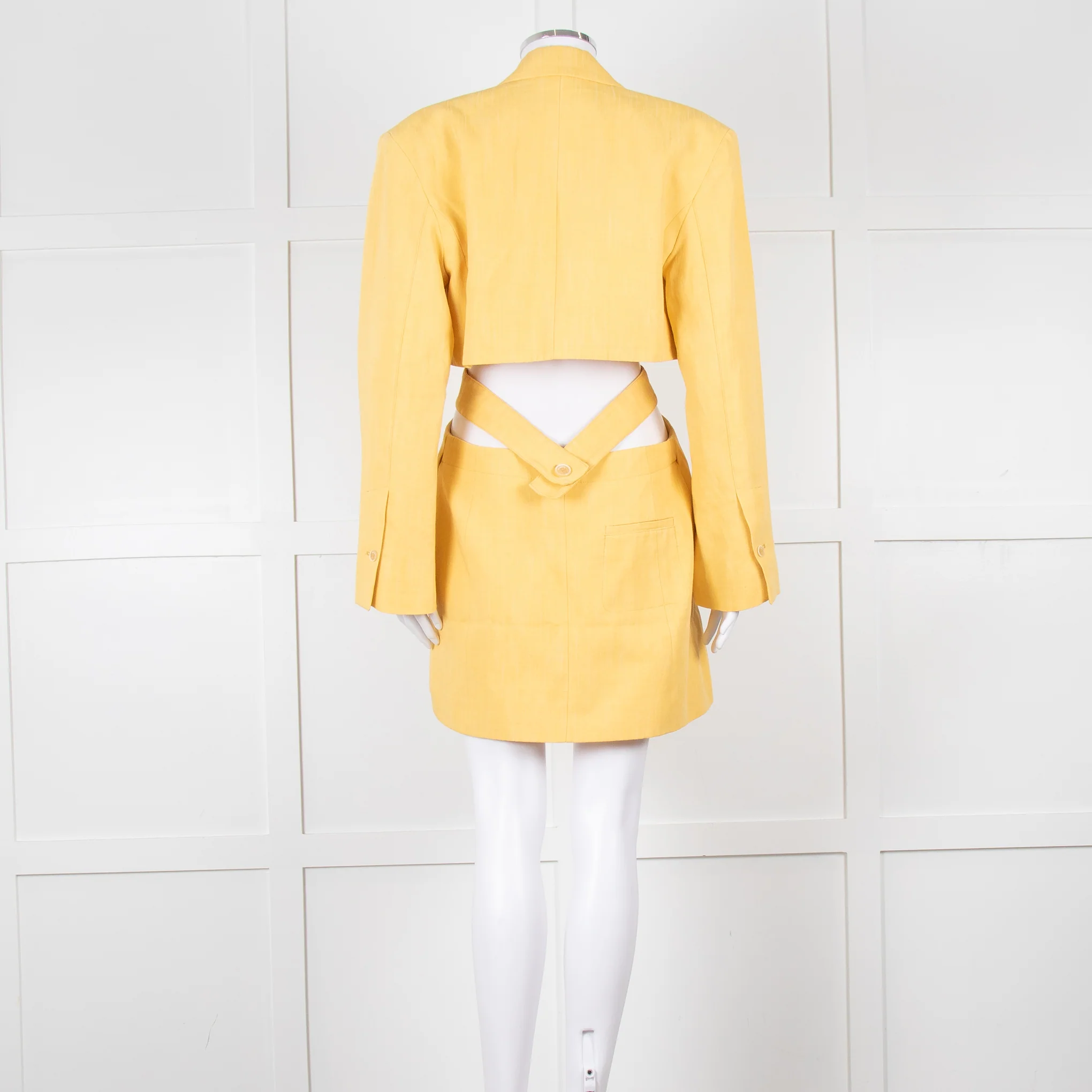 Jacquemus Yellow Le Robe Bari Linen Cutout Dress - Image 5