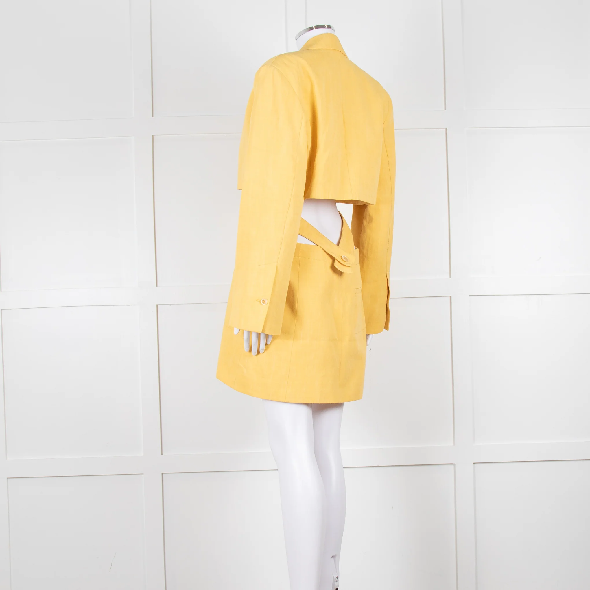 Jacquemus Yellow Le Robe Bari Linen Cutout Dress - Image 6