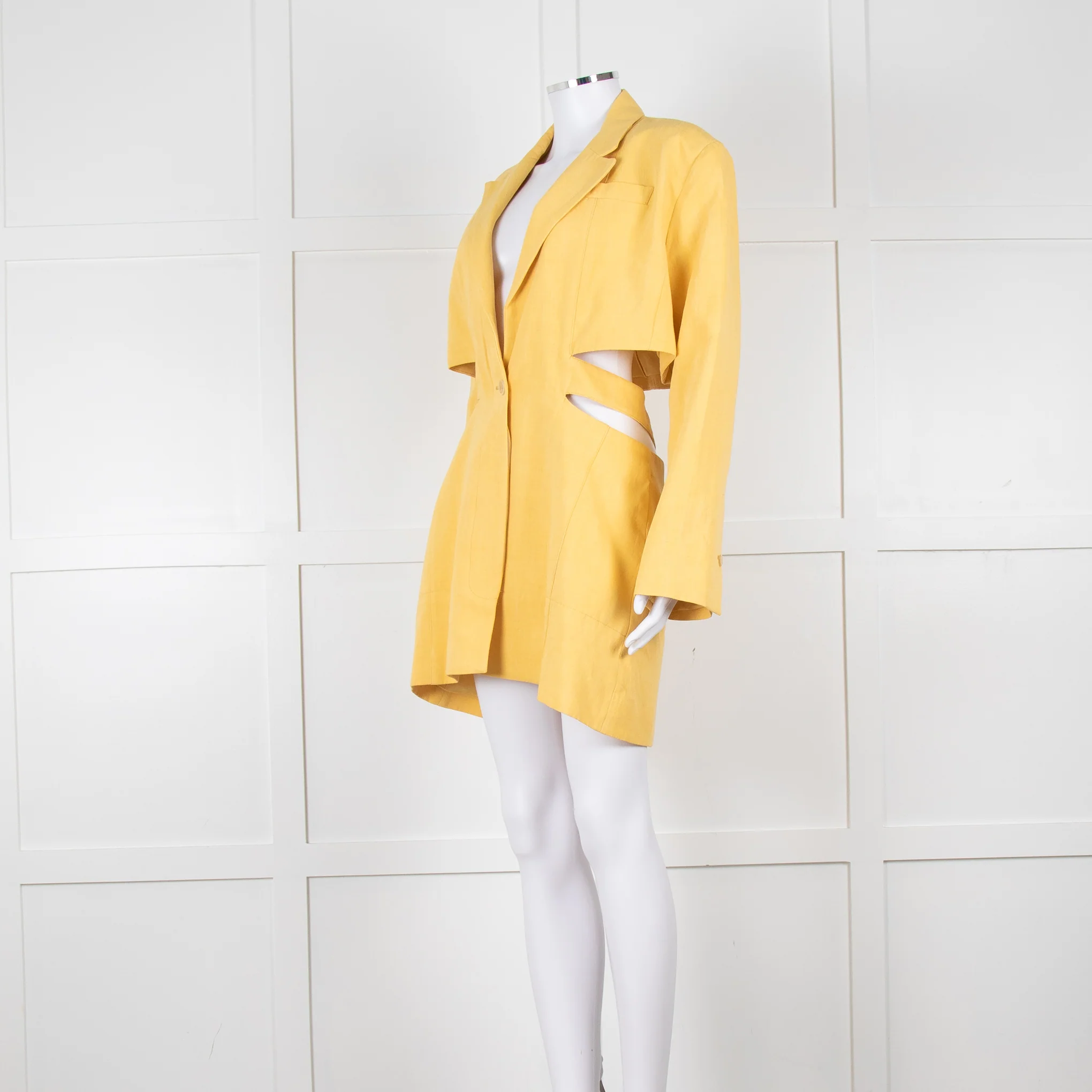 Jacquemus Yellow Le Robe Bari Linen Cutout Dress - Image 8