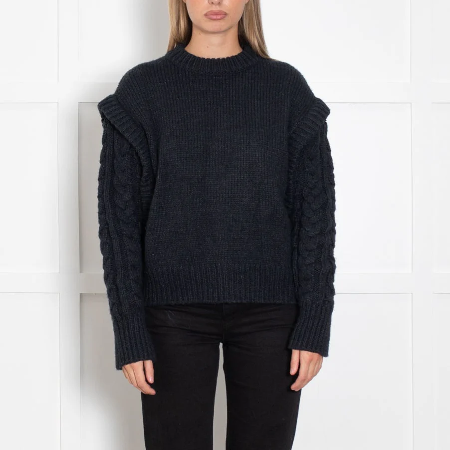 Jakke Navy Blue Cable Jumper - Image 2