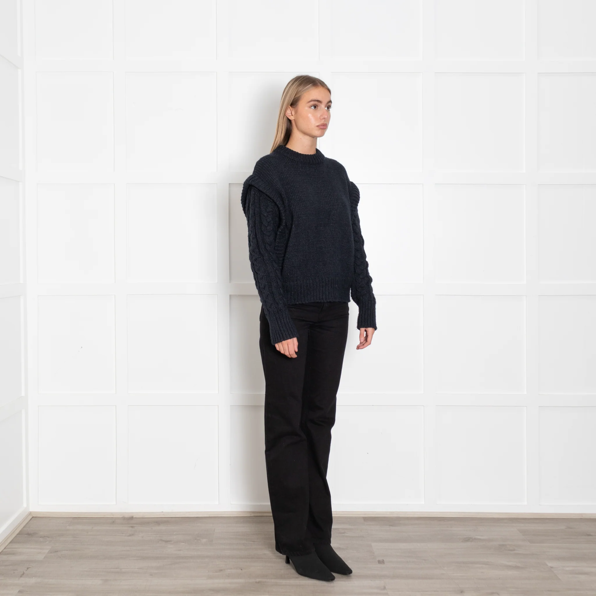 Jakke Navy Blue Cable Jumper - Image 7