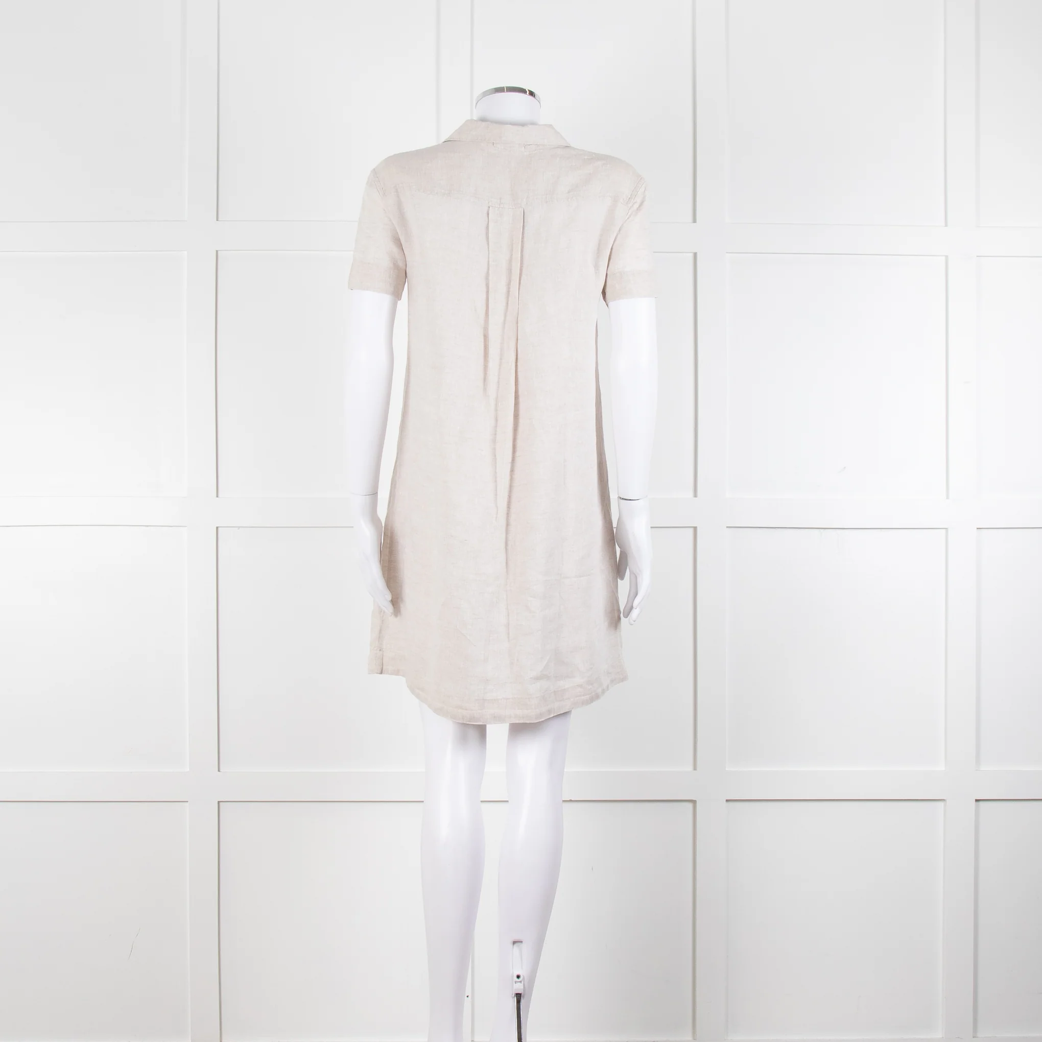 James Perse Beige Linen Shirt Dress V Neck Button Down - Image 5
