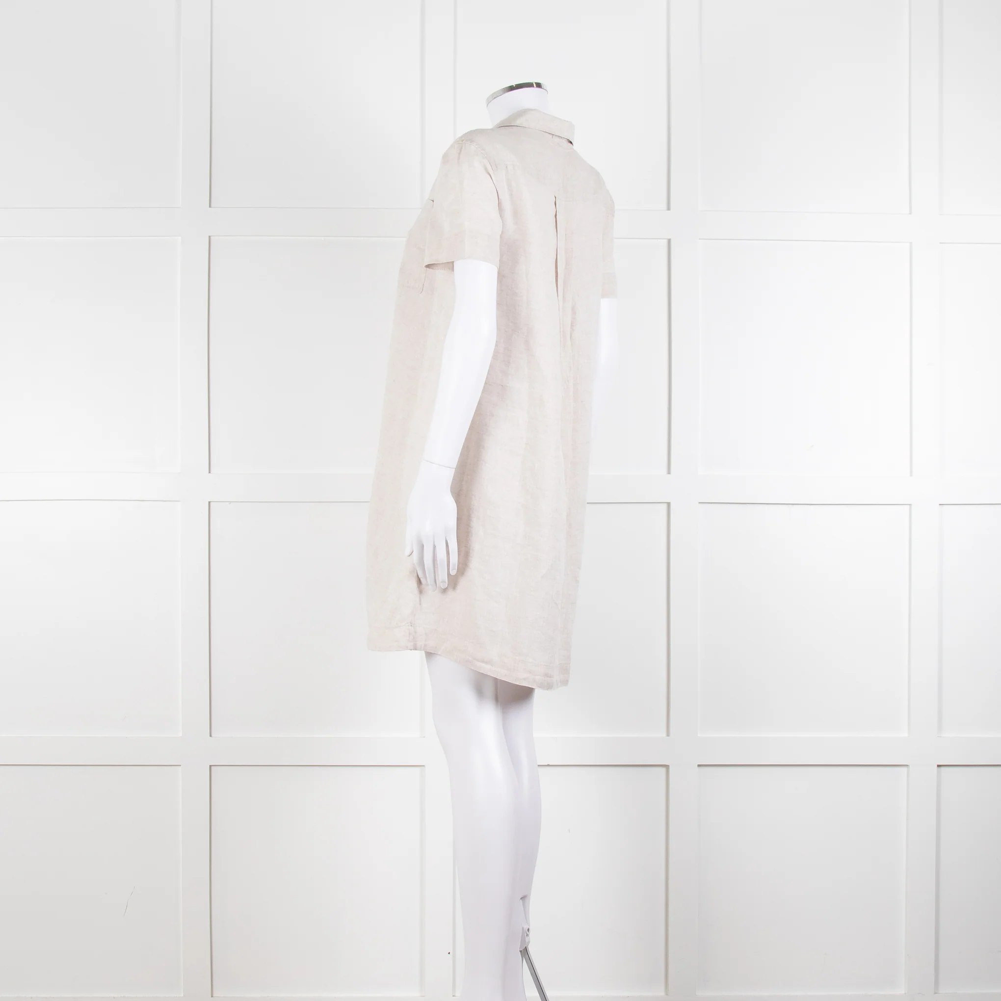James Perse Beige Linen Shirt Dress V Neck Button Down - Image 6