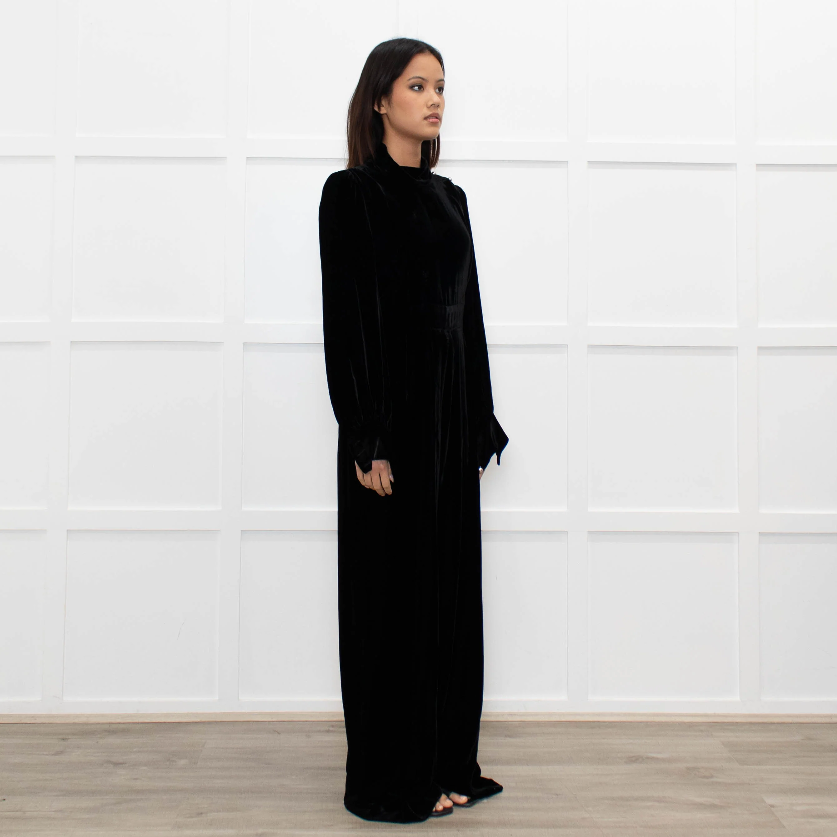 Jane Black Velvet Faux Pearl Detail Jumpsuit - Image 3