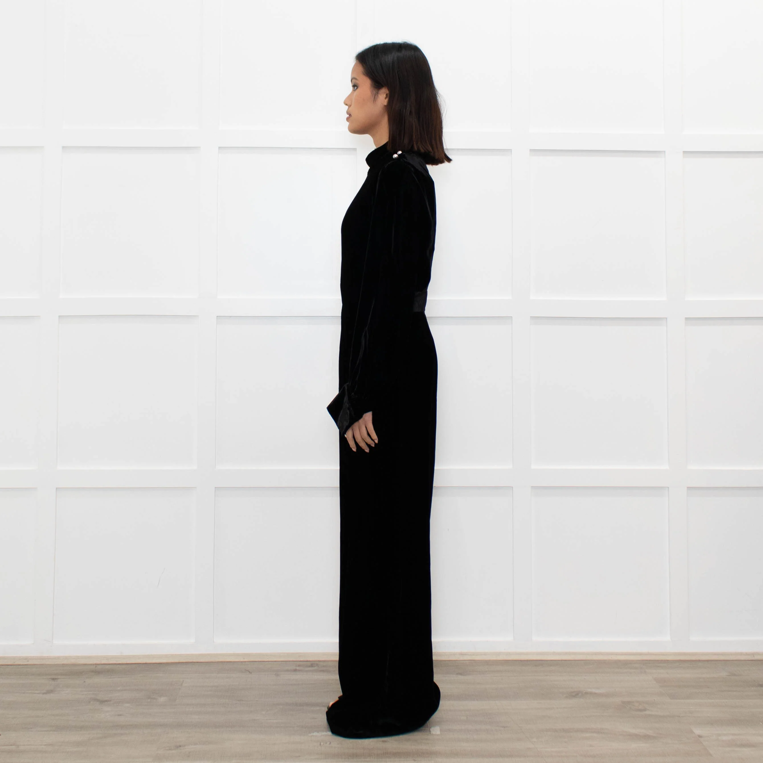 Jane Black Velvet Faux Pearl Detail Jumpsuit - Image 6