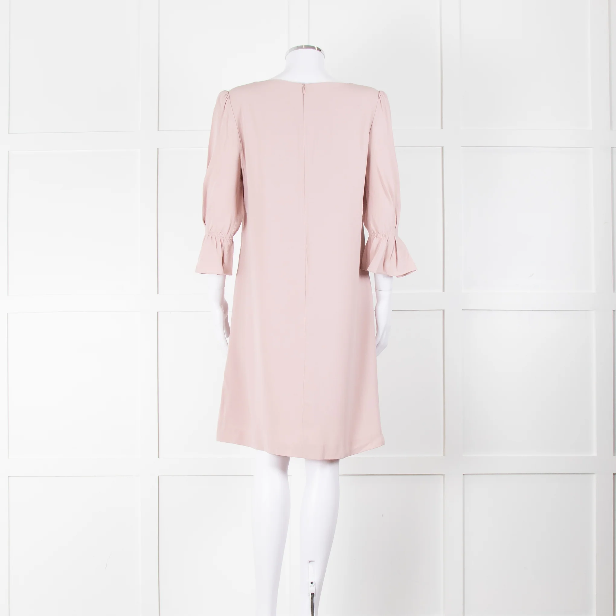 Jane Blush Pink Shift Dress with Fluted Sleeves - Image 5