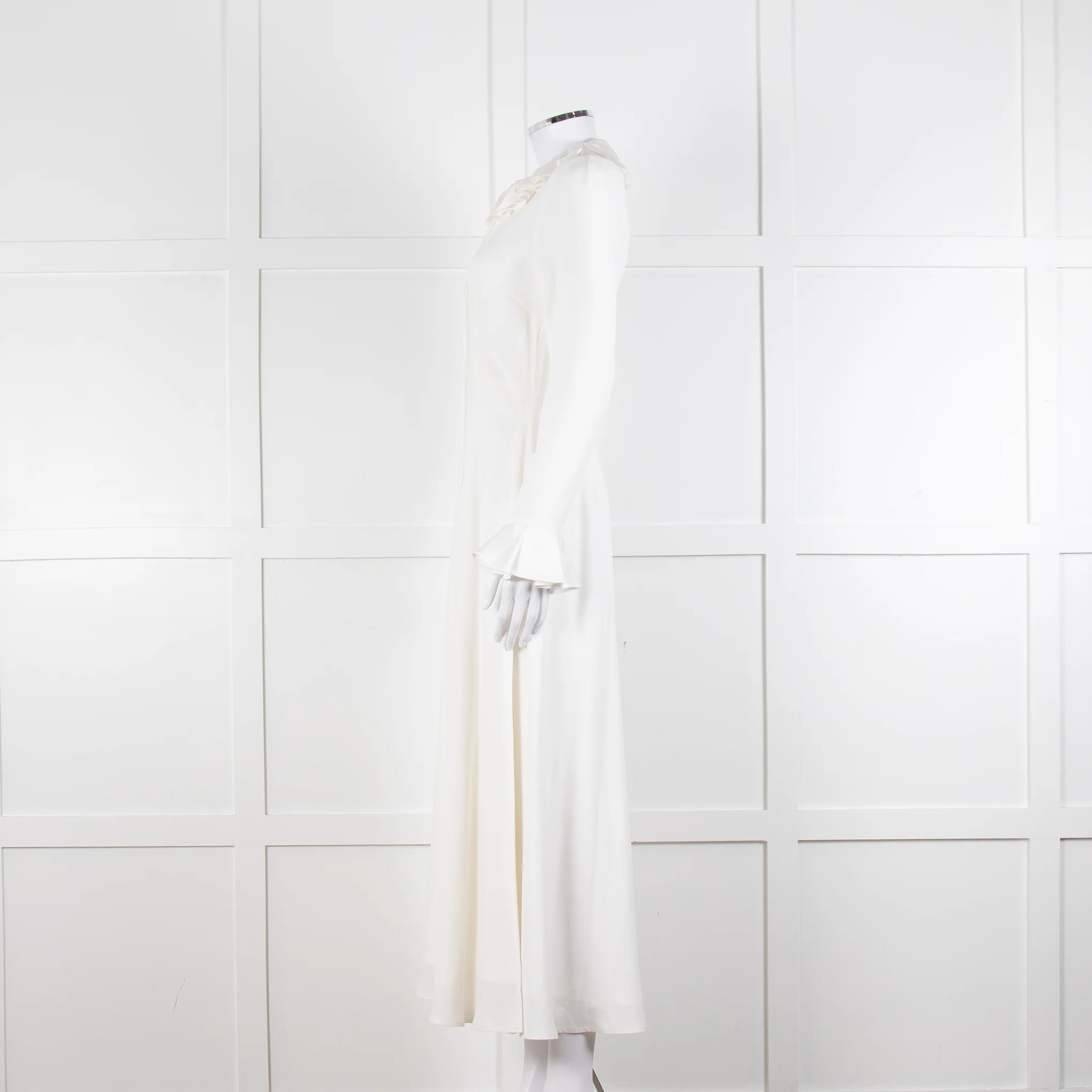 Jane Cream Cady Frill Neck Midi Dress - Image 7
