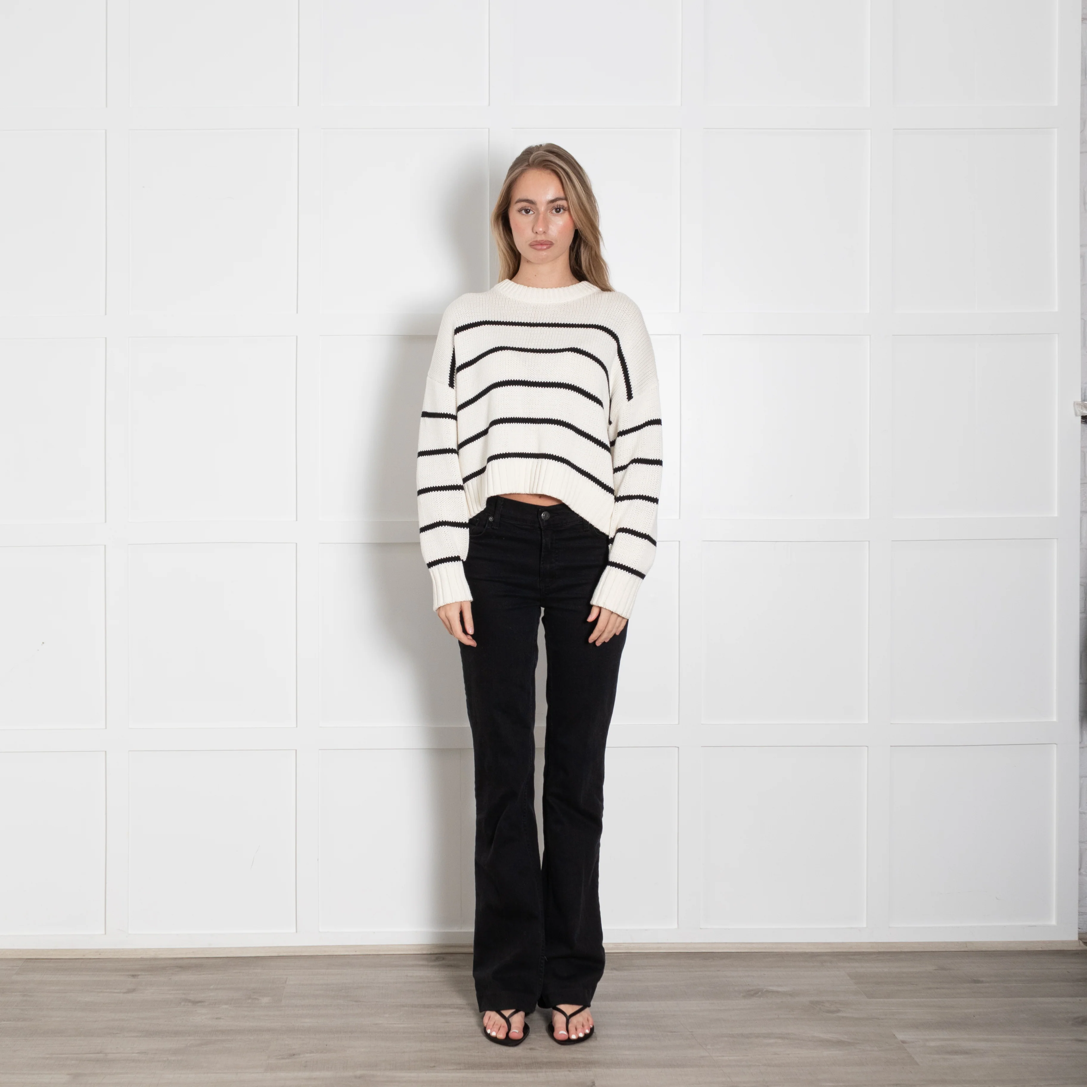 Jenni Kayne Cream & Black Stripe Cotton Jumper