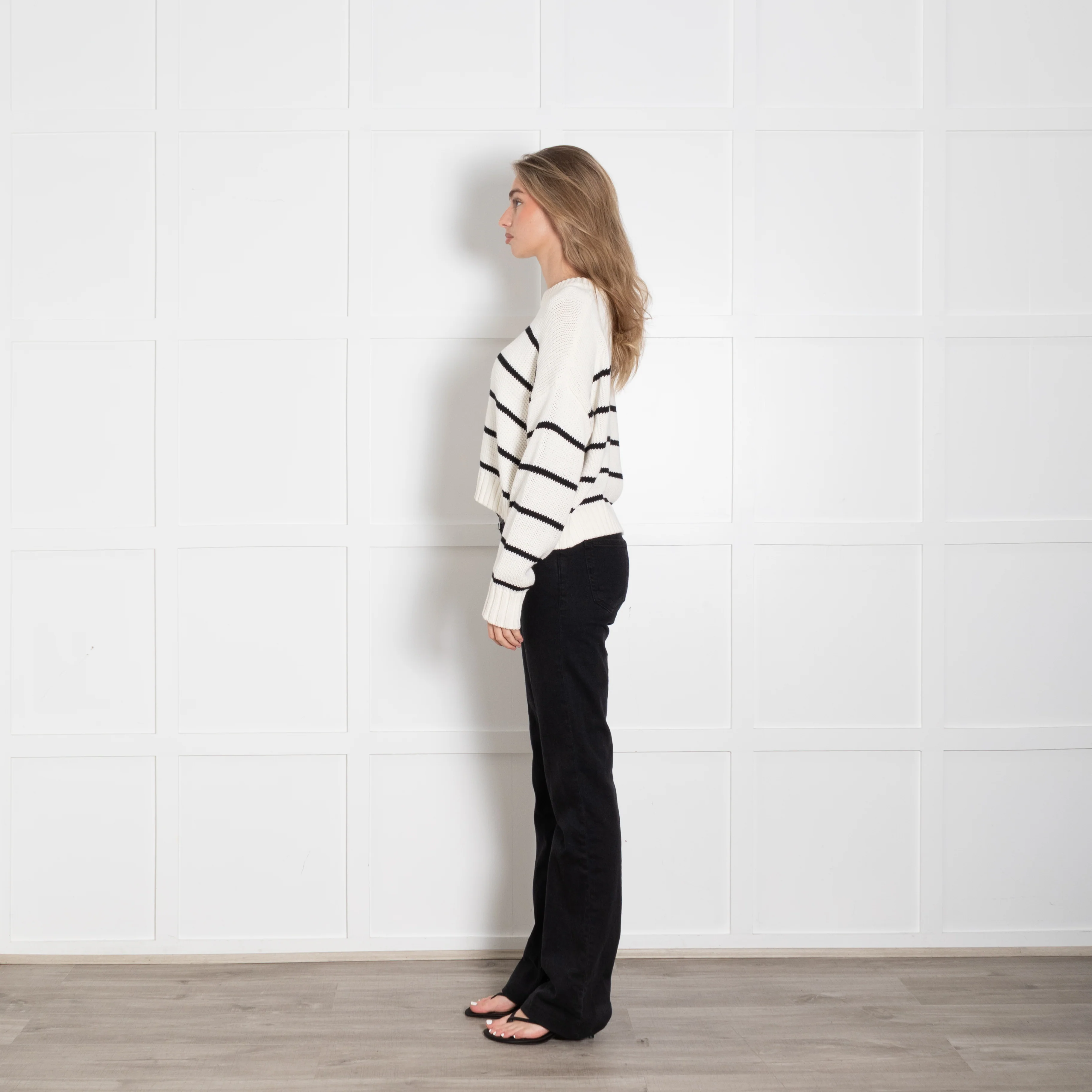 Jenni Kayne Cream & Black Stripe Cotton Jumper - Image 4