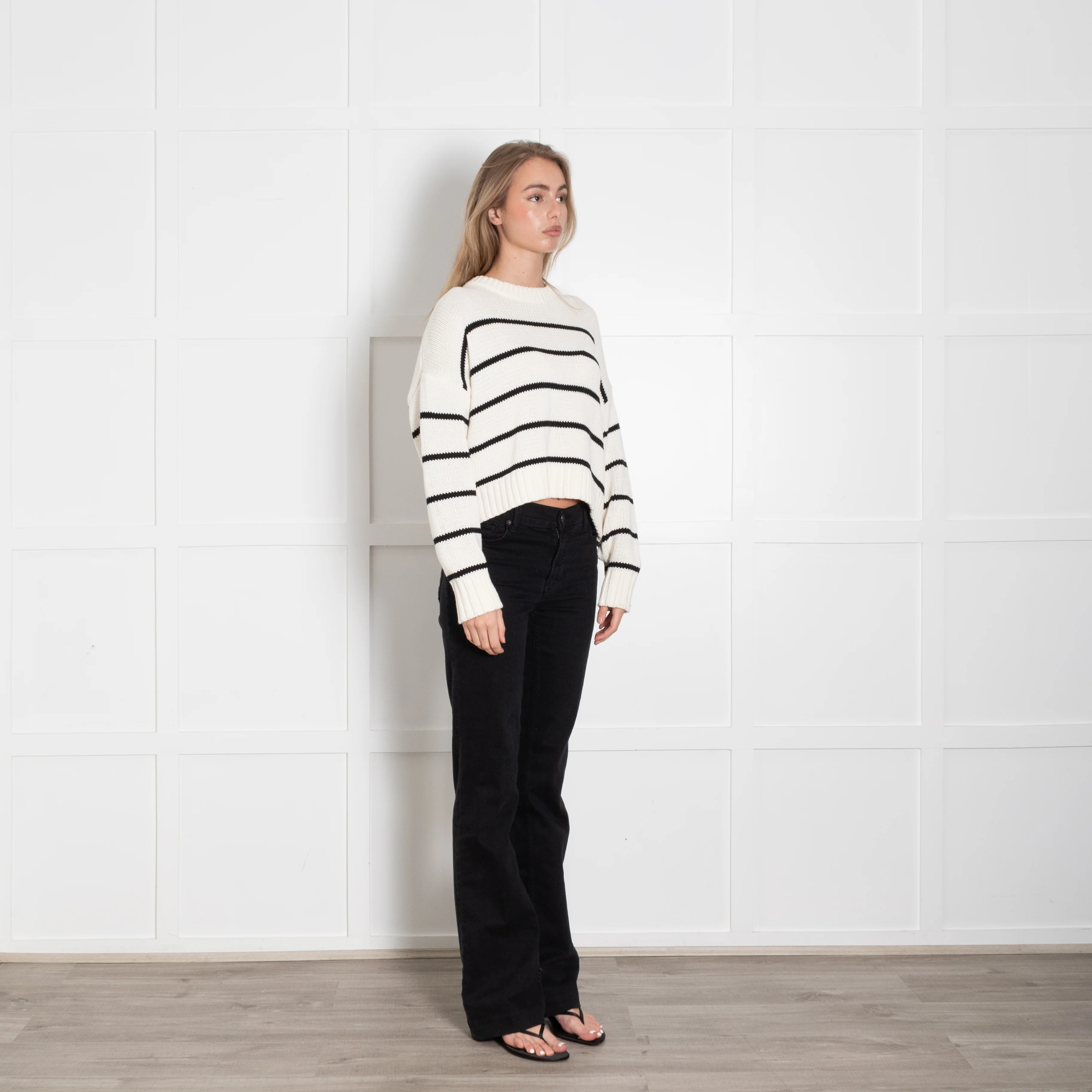 Jenni Kayne Cream & Black Stripe Cotton Jumper - Image 7