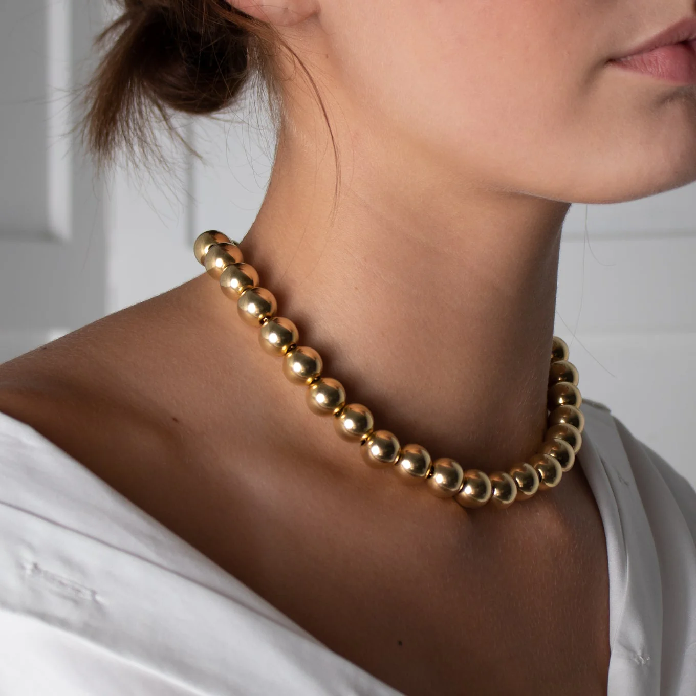 Jil Sander Gold Plated Silver Sphere Necklace - Image 4