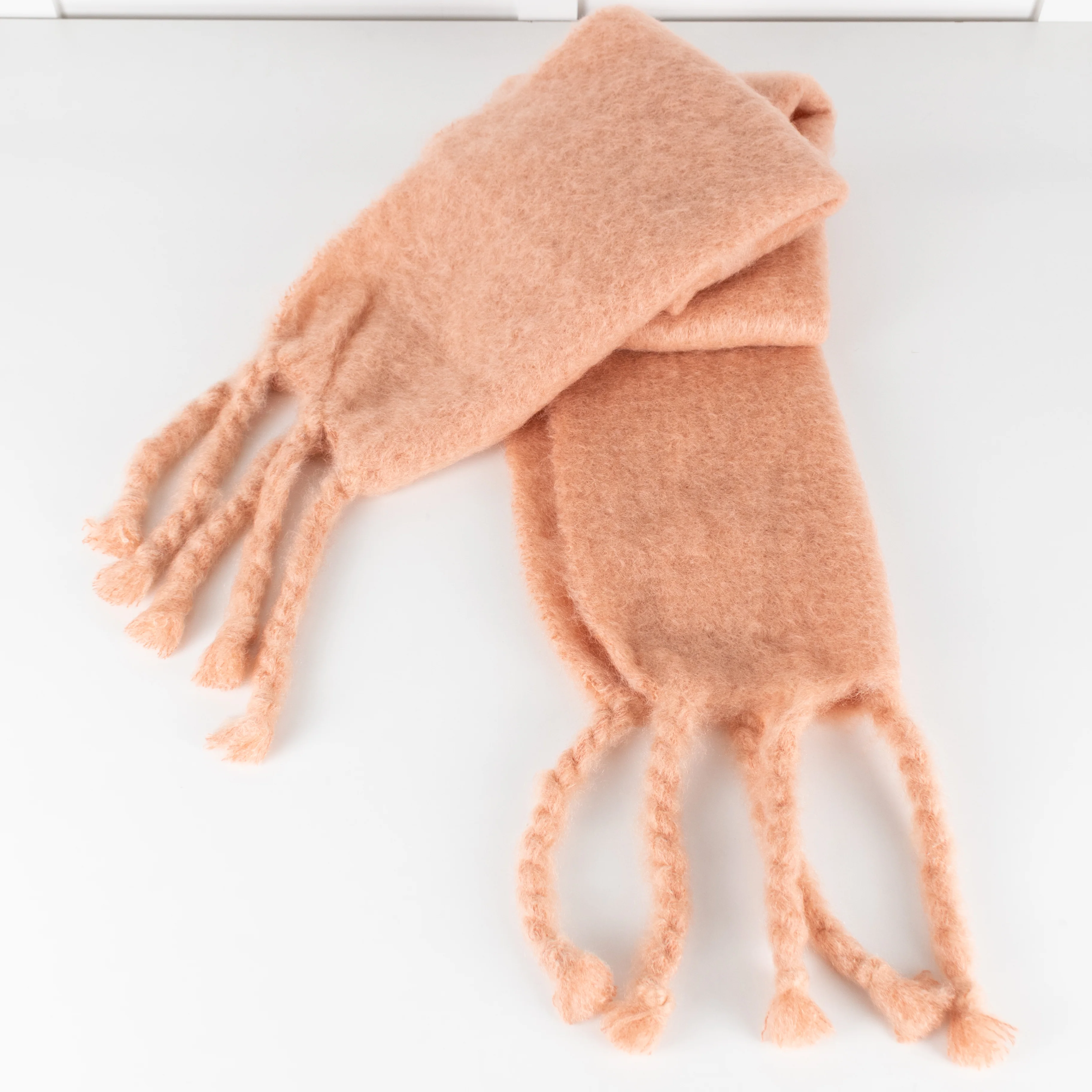 Jil Sander Peach Mohair And Wool Scarf With Giant Fringe - Image 6