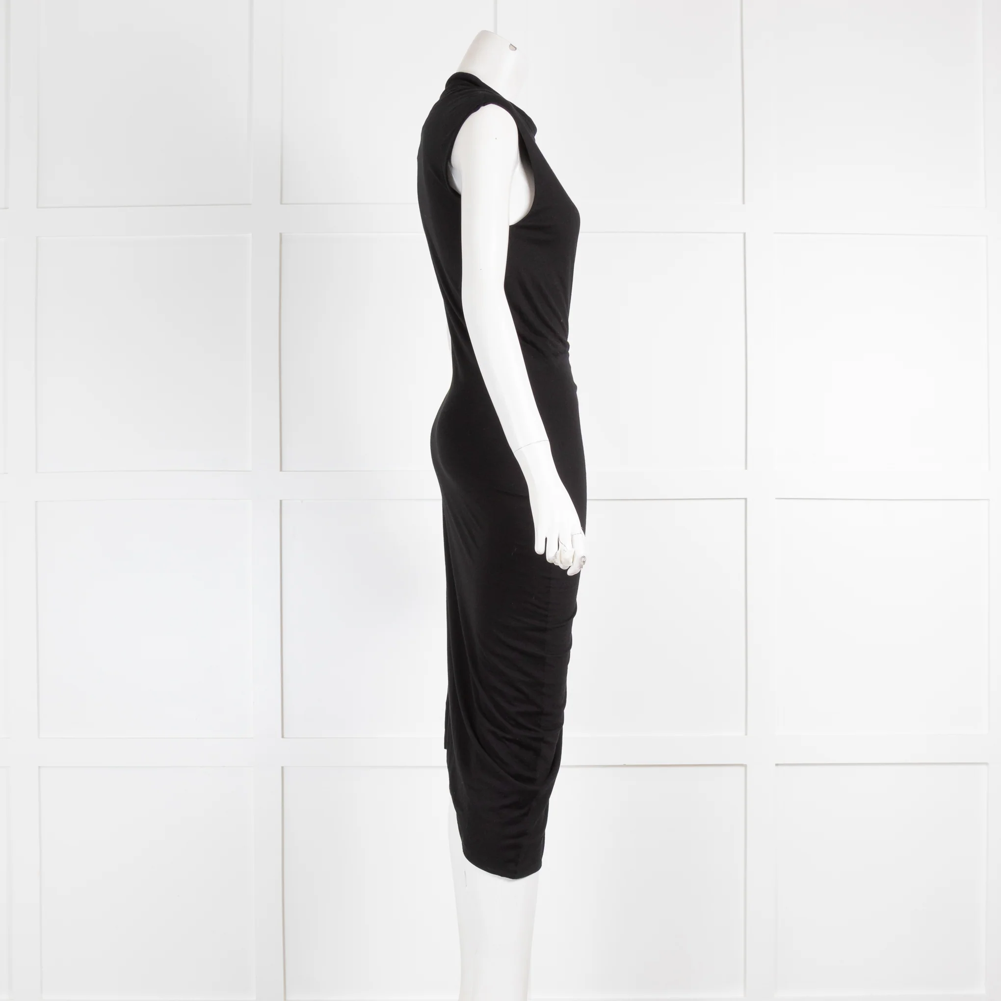 Jill Sander Black Sleeveless Cowl Neck Stretch Jersey Dress - Image 2