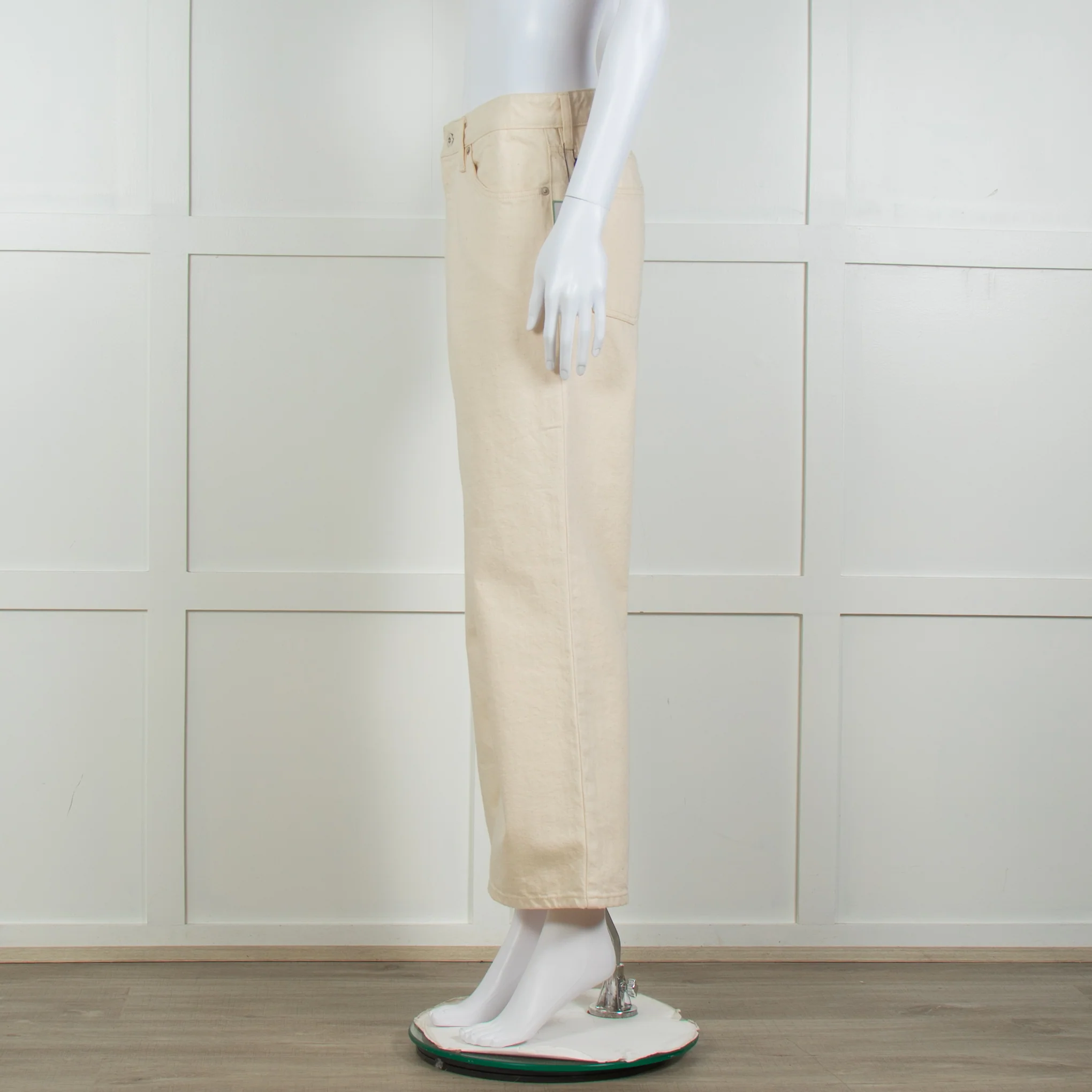 Jill Sander Cream Wash Wide Leg Jeans - Image 3