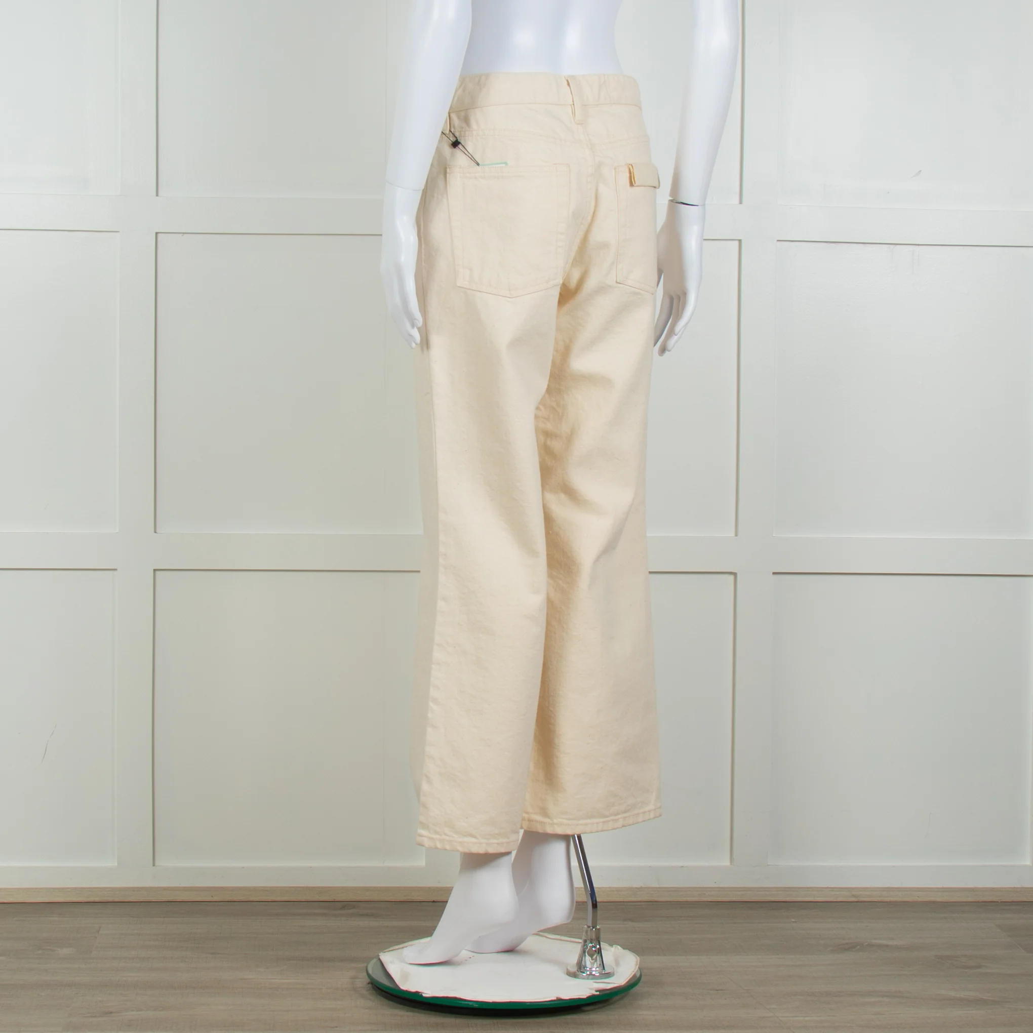 Jill Sander Cream Wash Wide Leg Jeans - Image 4