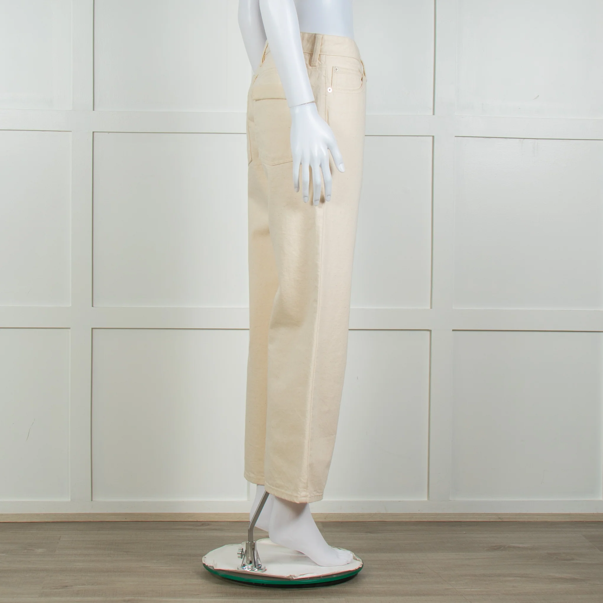 Jill Sander Cream Wash Wide Leg Jeans - Image 7