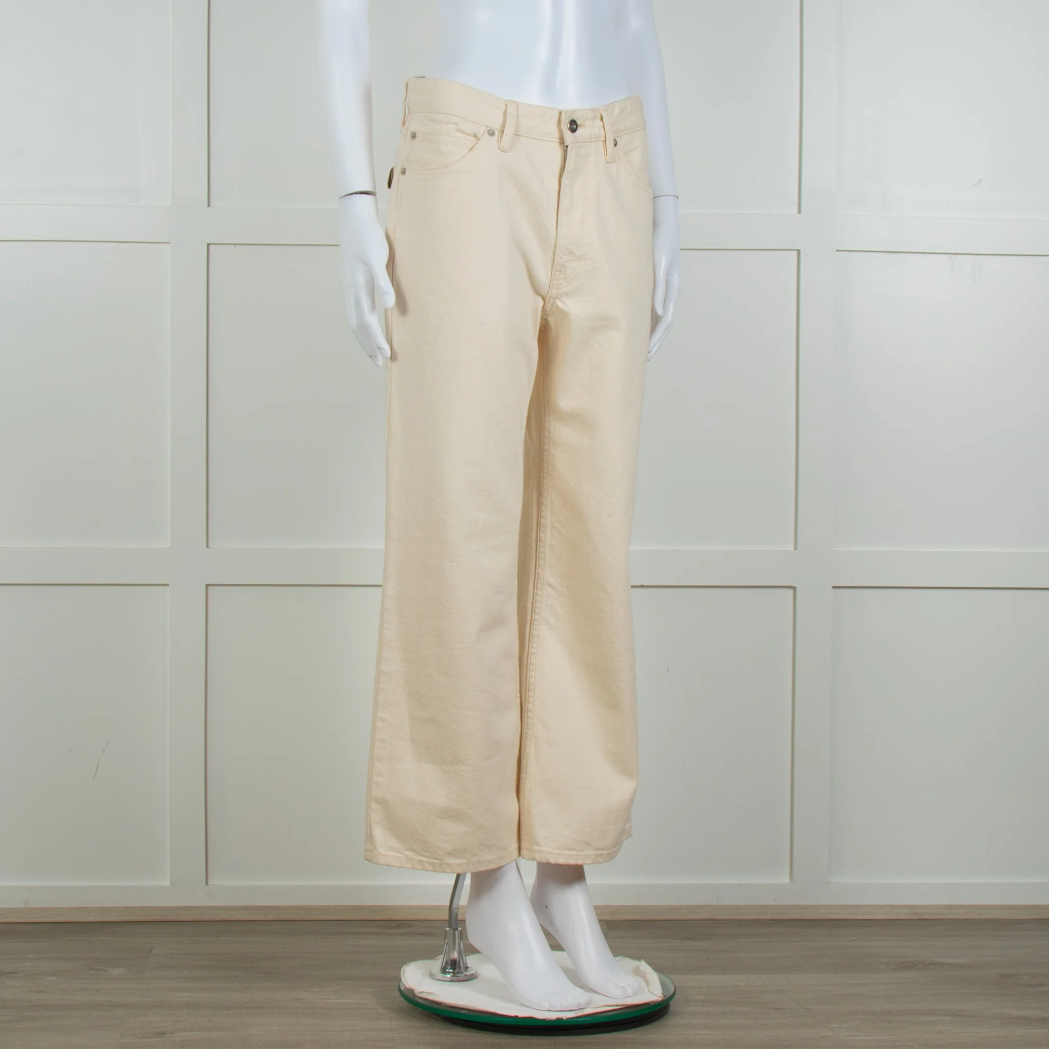Jill Sander Cream Wash Wide Leg Jeans - Image 8