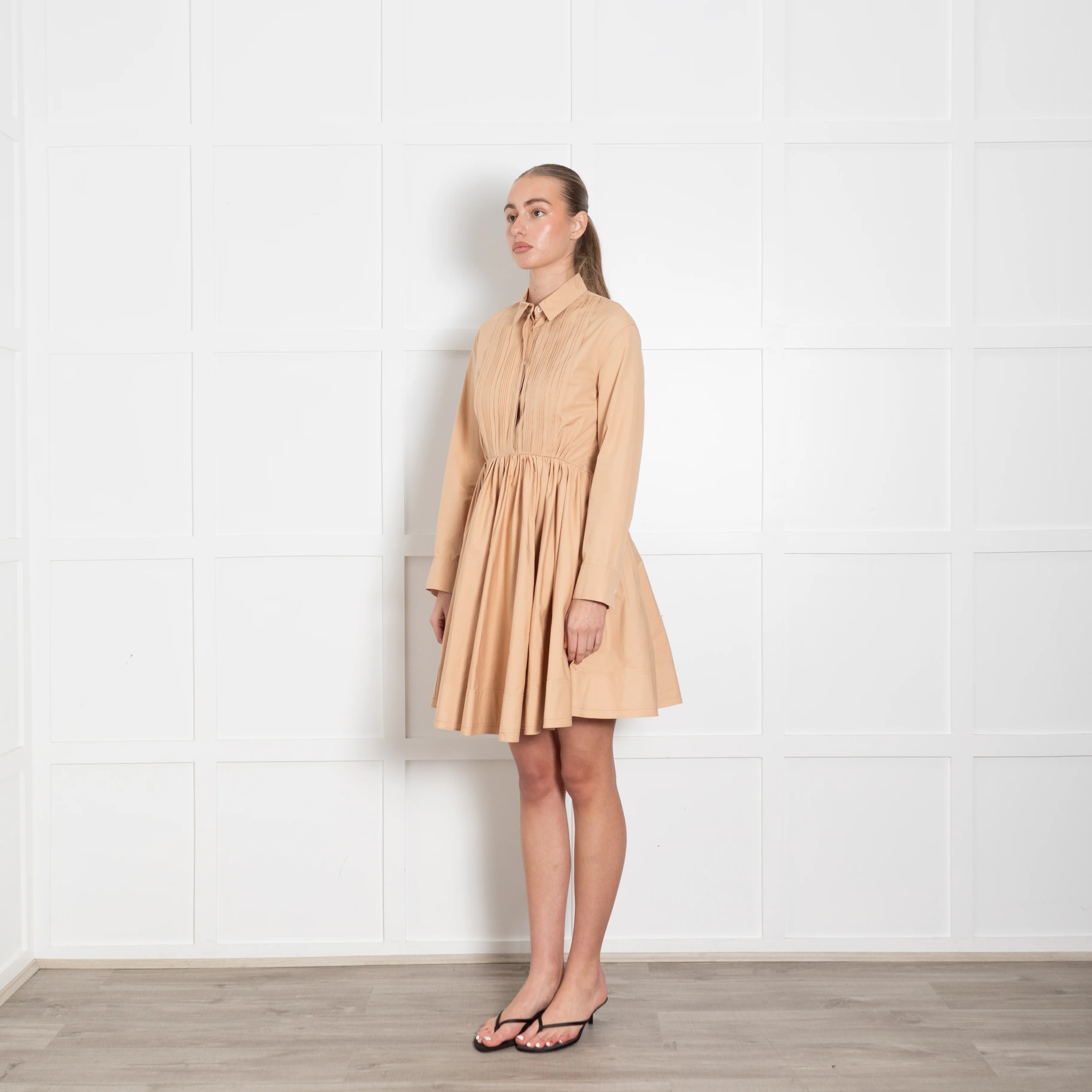 Jil Sander Nude Nouvelle Cotton Shirt Dress - Image 3