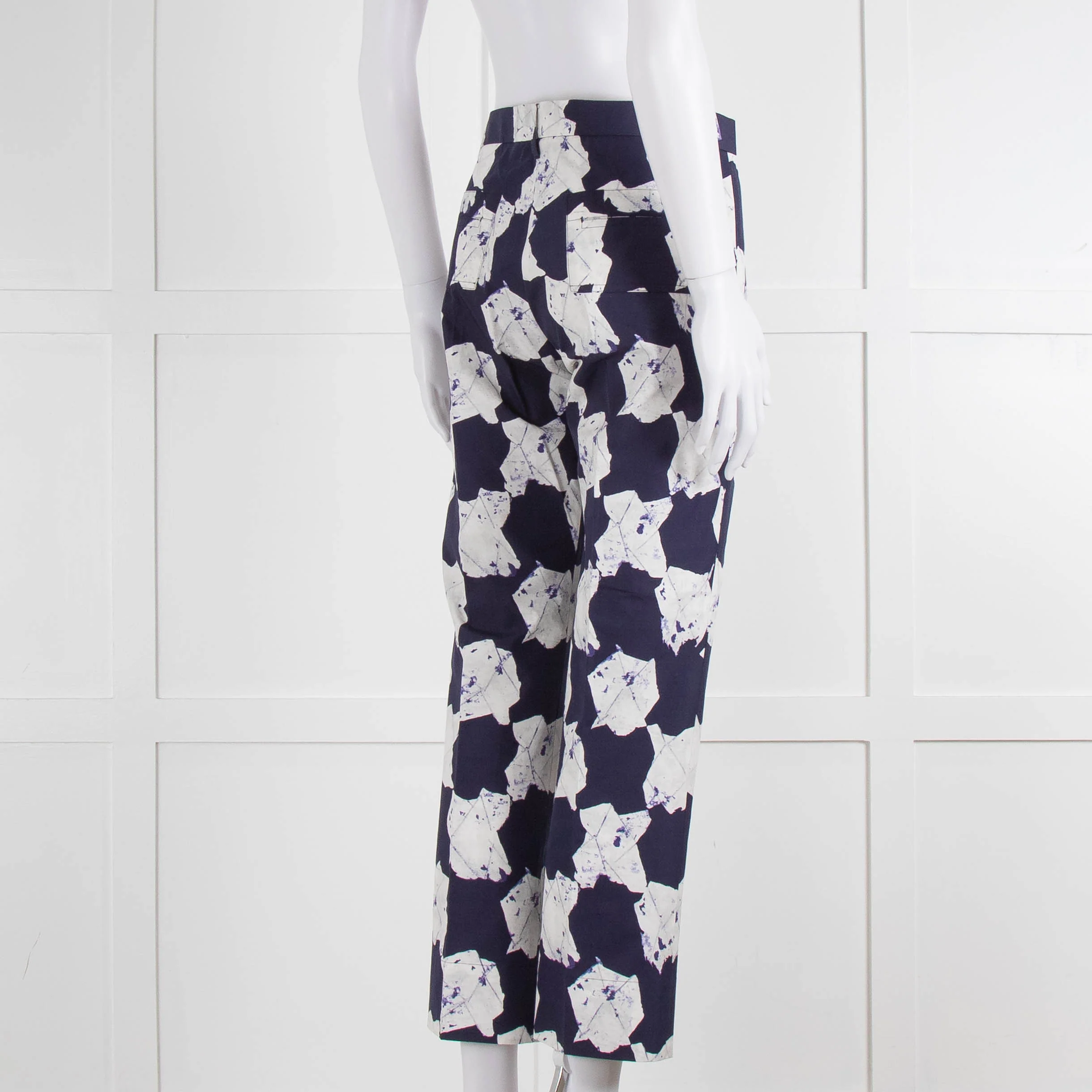Jill Sander White & Blue Patterned Trousers - Image 4