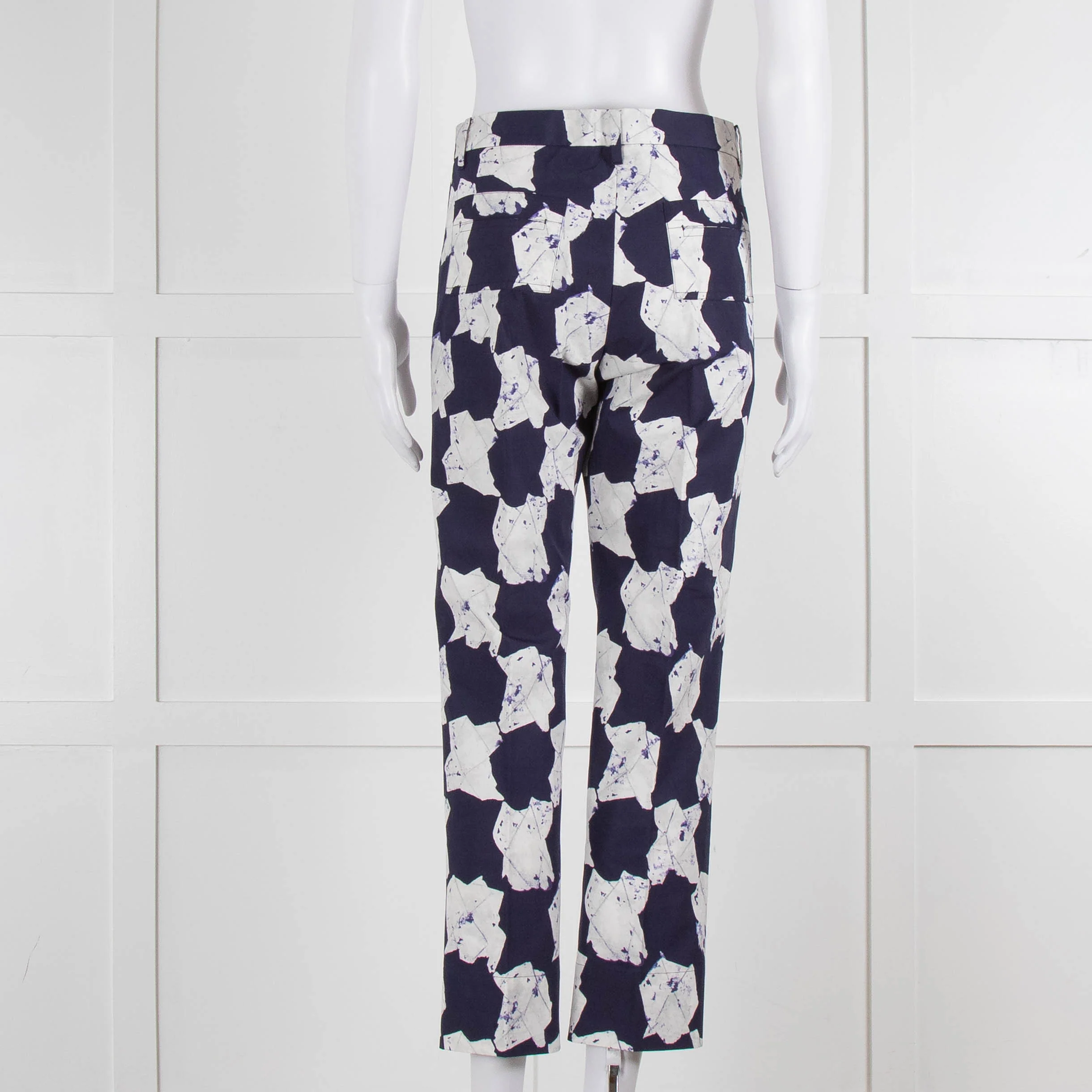 Jill Sander White & Blue Patterned Trousers - Image 5