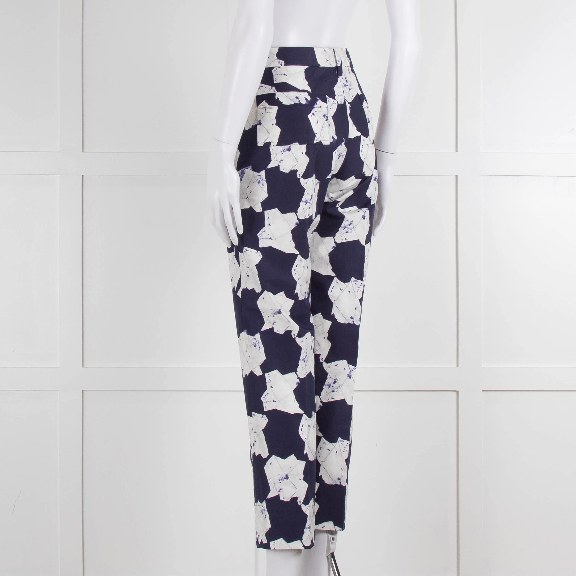 Jill Sander White & Blue Patterned Trousers - Image 6