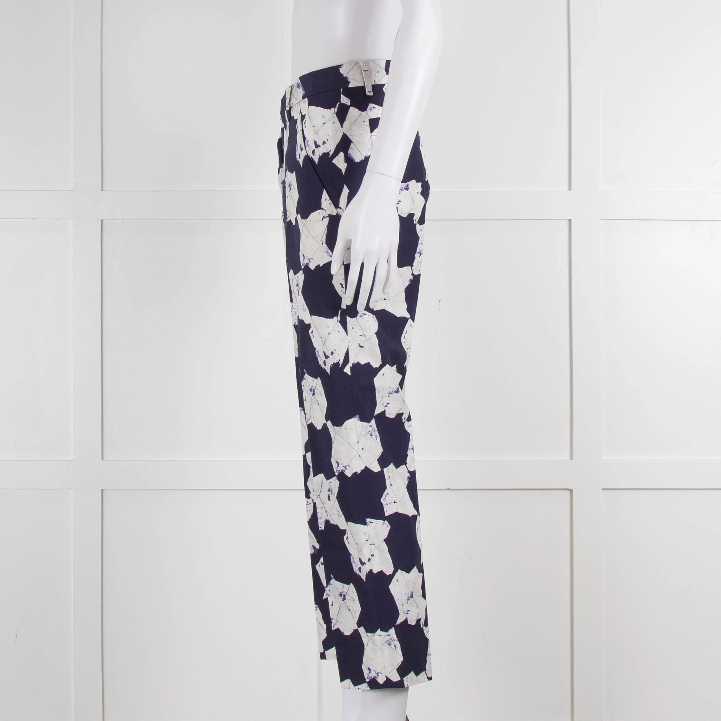 Jill Sander White & Blue Patterned Trousers - Image 7
