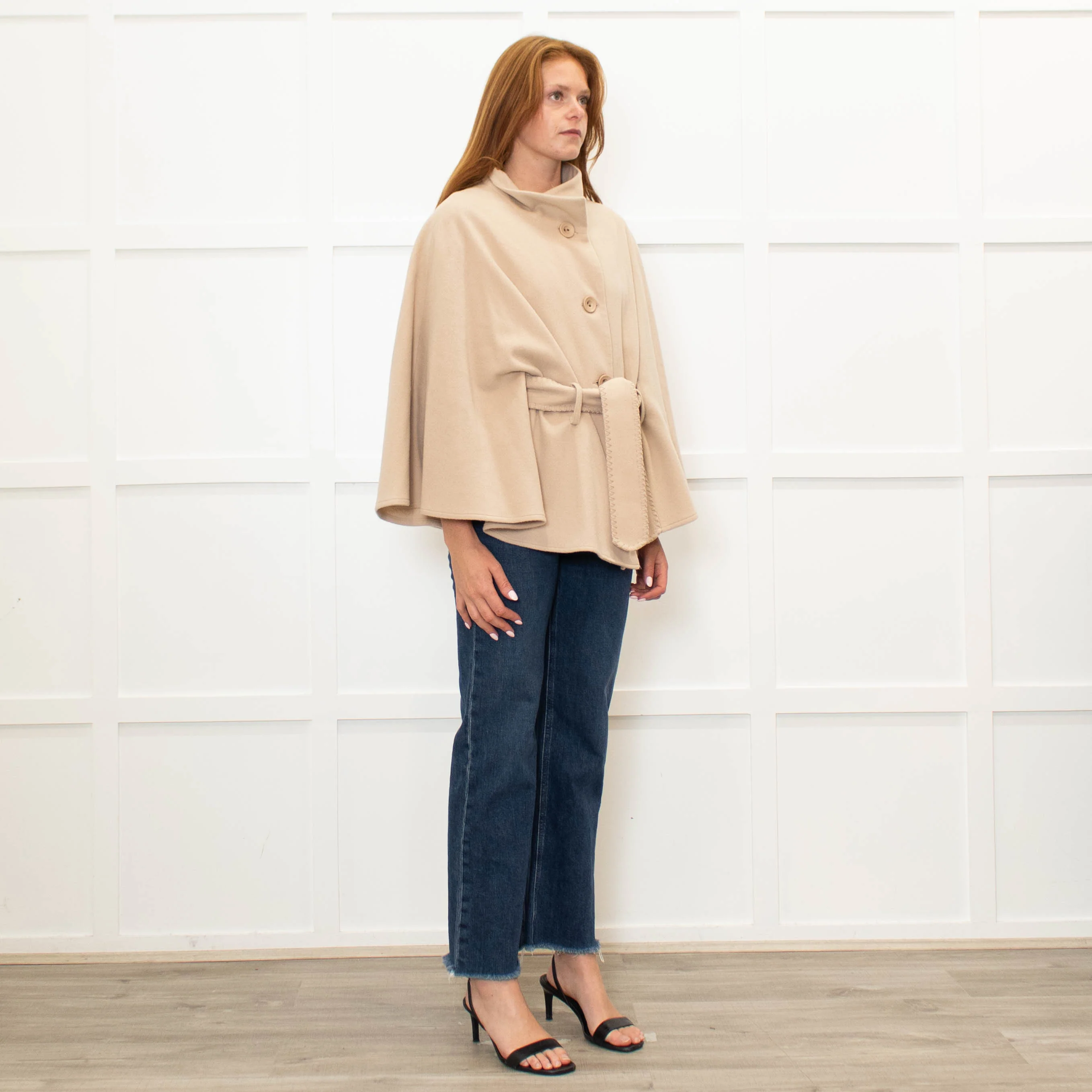 Jimmi Hourihan Beige Wool & Cashmere Mix Cape - Image 7