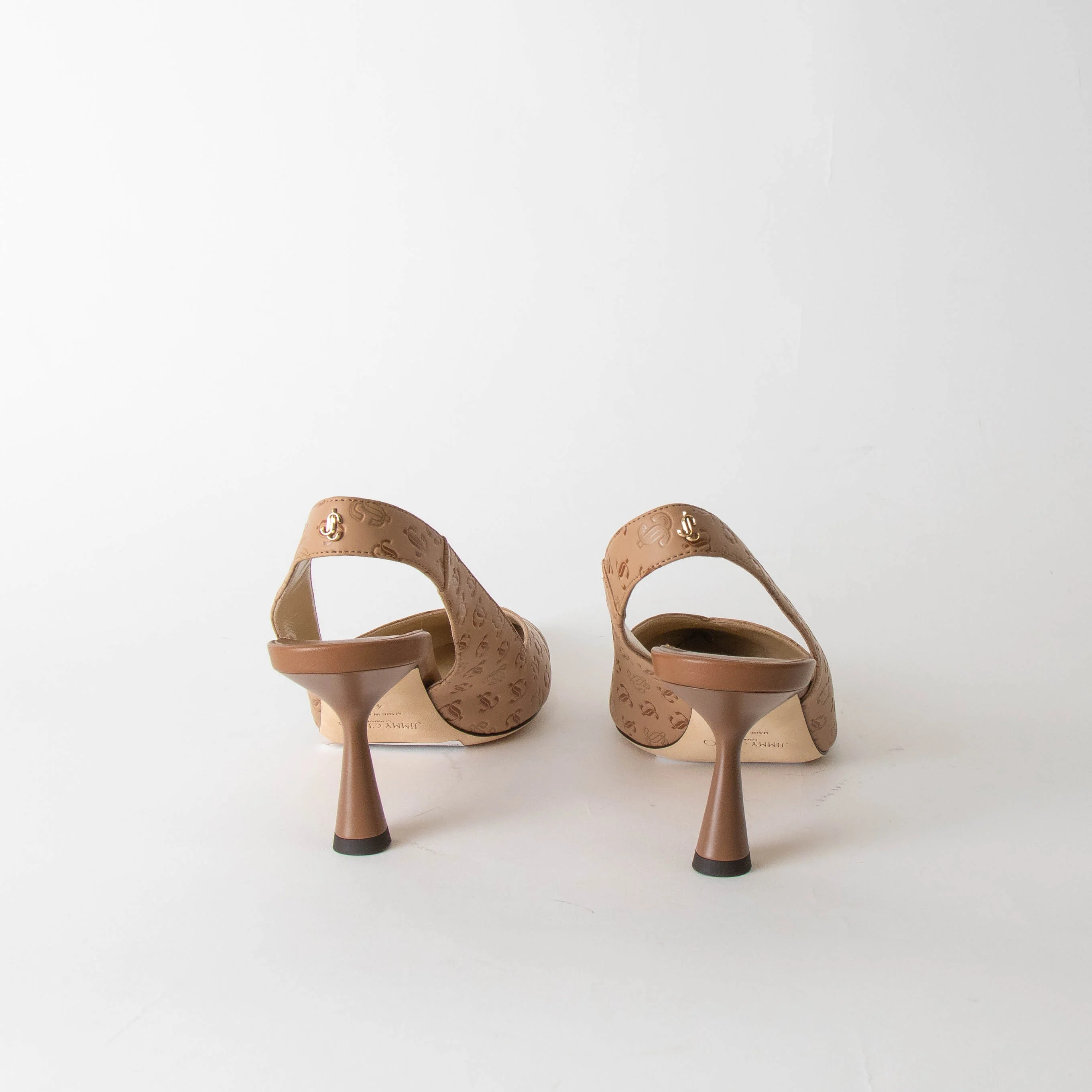 Jimmy Choo Beige Sunkissed Caramel Liya Pointed Slingback with Embossed Logo - Image 5
