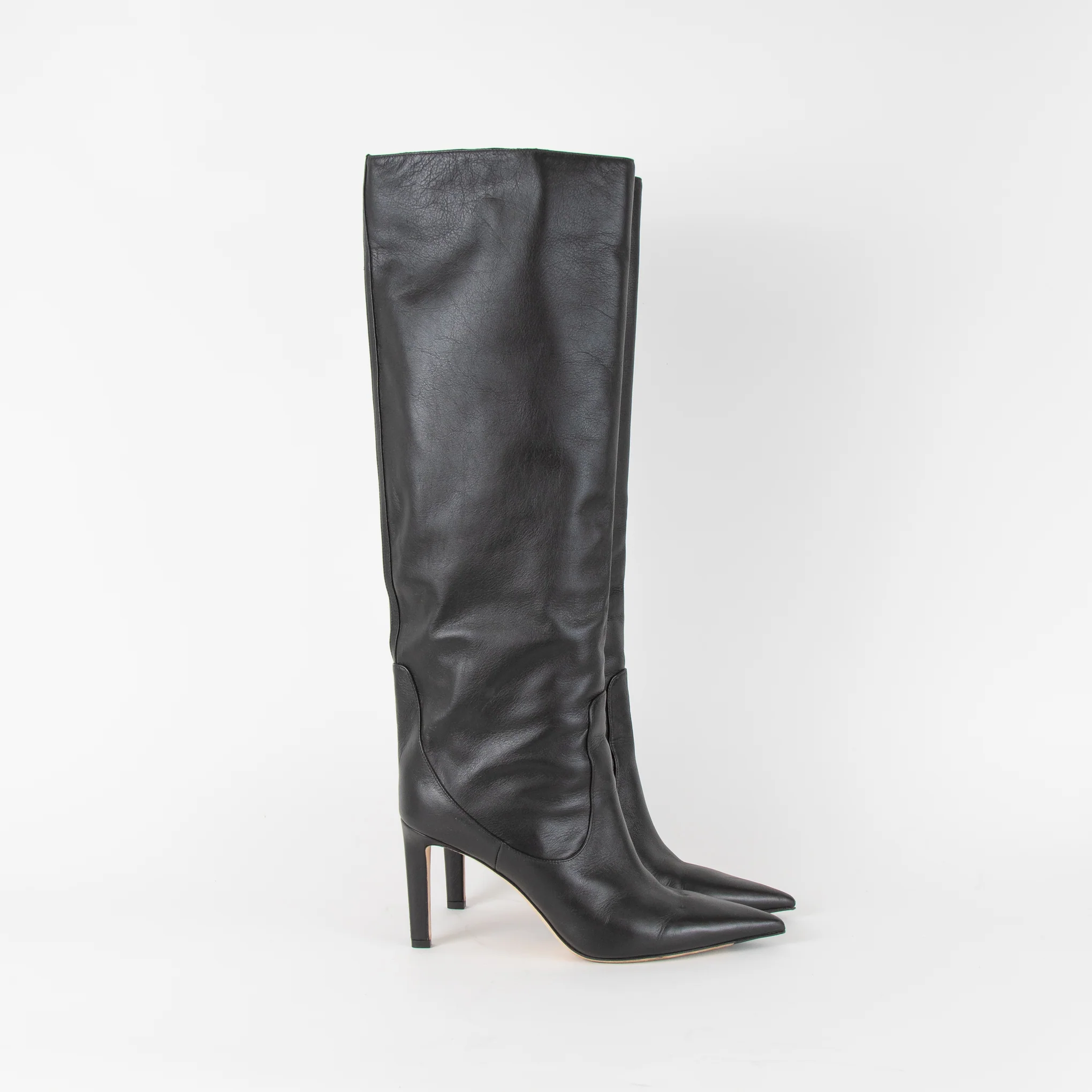 Jimmy Choo Black Leather Pointed Toe Knee Boots - Image 5
