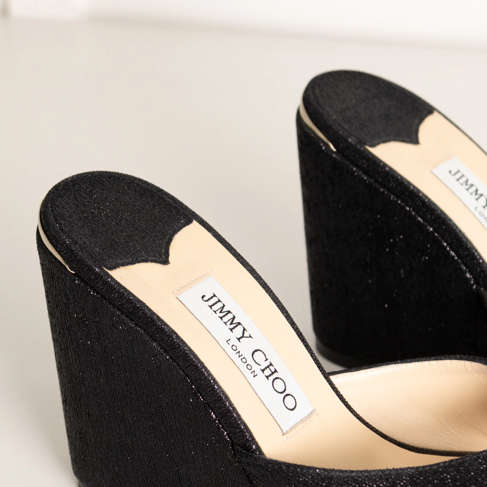 Jimmy Choo Black Shiny Wetlook Wedges - Image 11