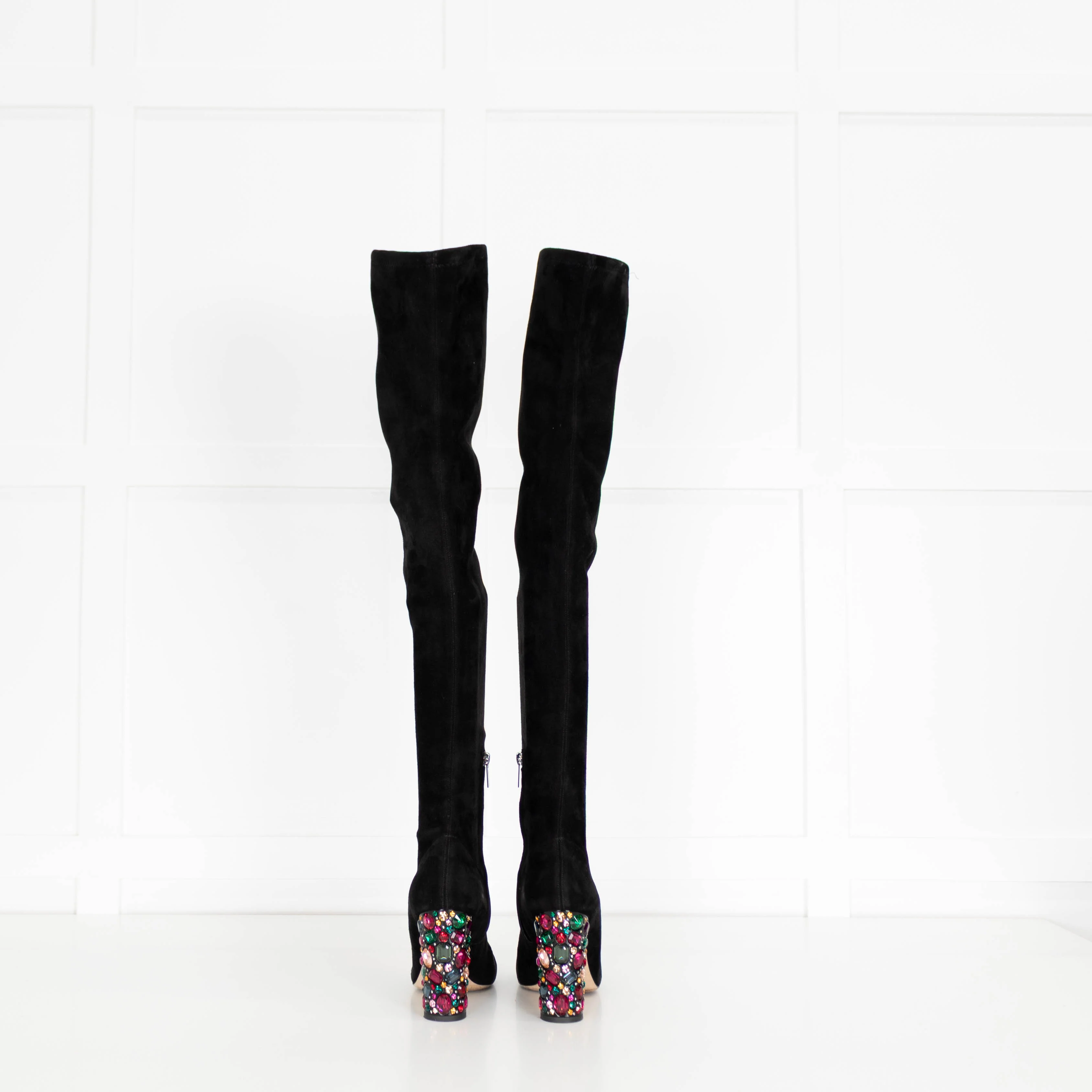 Jimmy Choo Black Suede Multi Jewelled Over The Knee Boots - Image 5