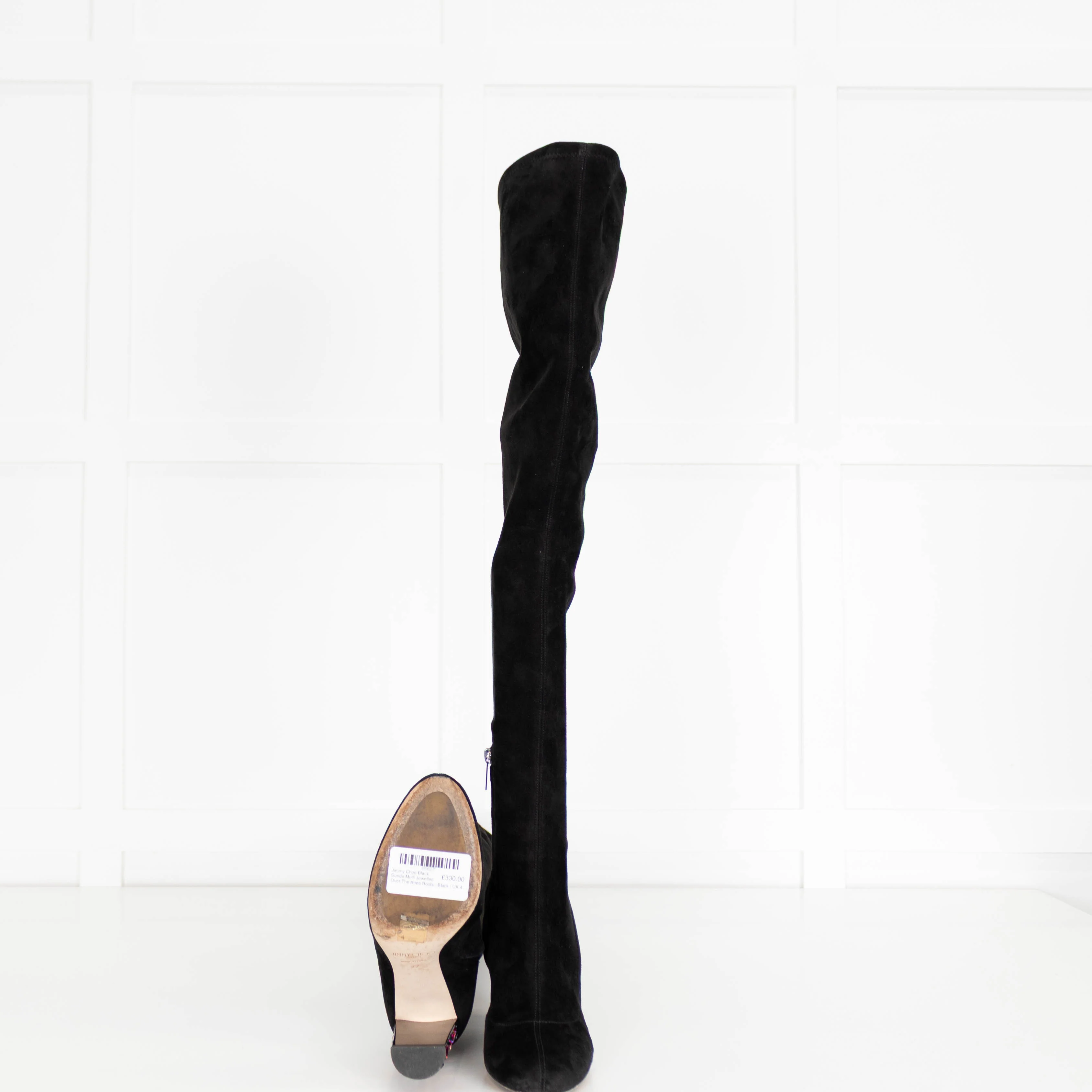 Jimmy Choo Black Suede Multi Jewelled Over The Knee Boots - Image 7