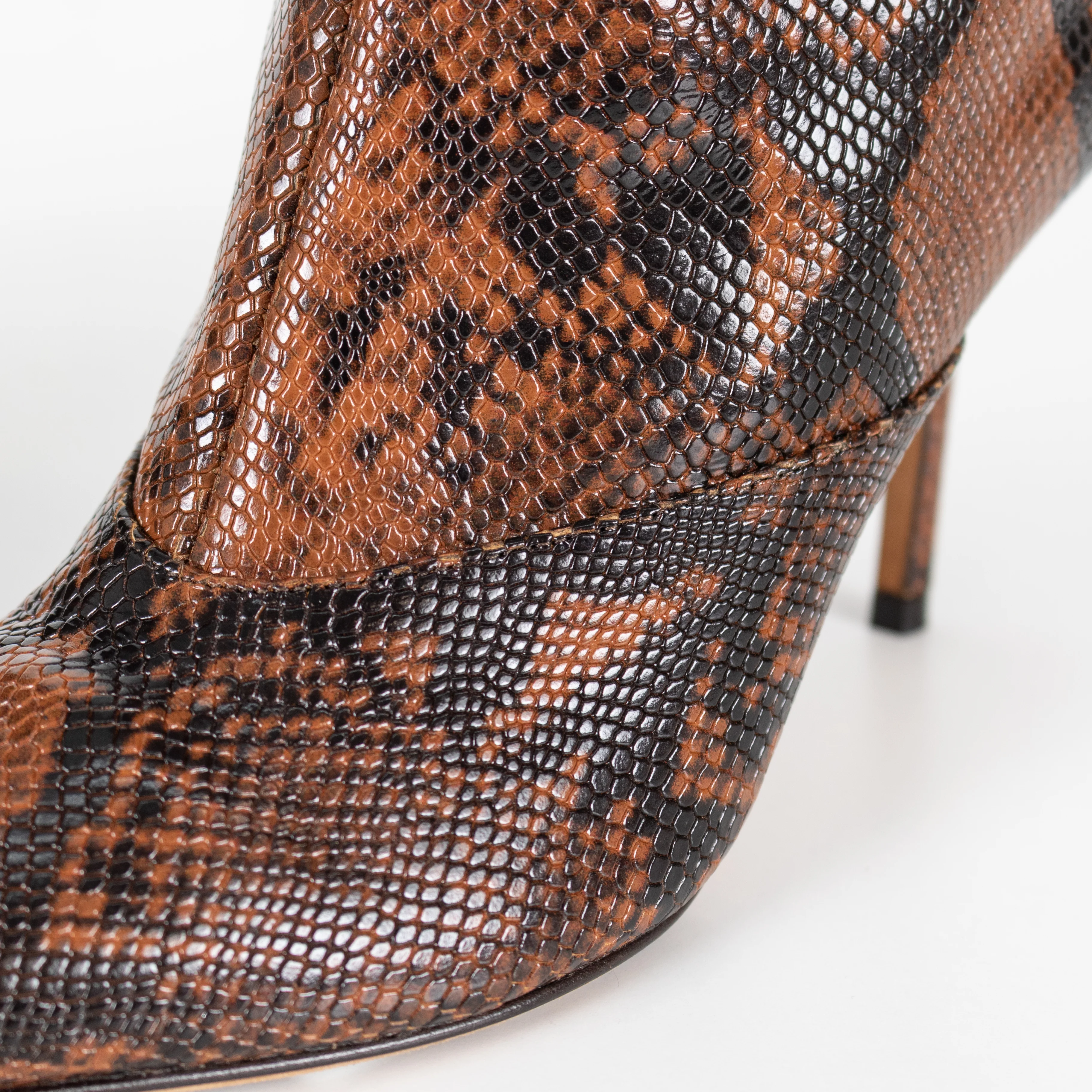 Jimmy Choo Brown Mock Snake Skin Heeled Boots - Image 11