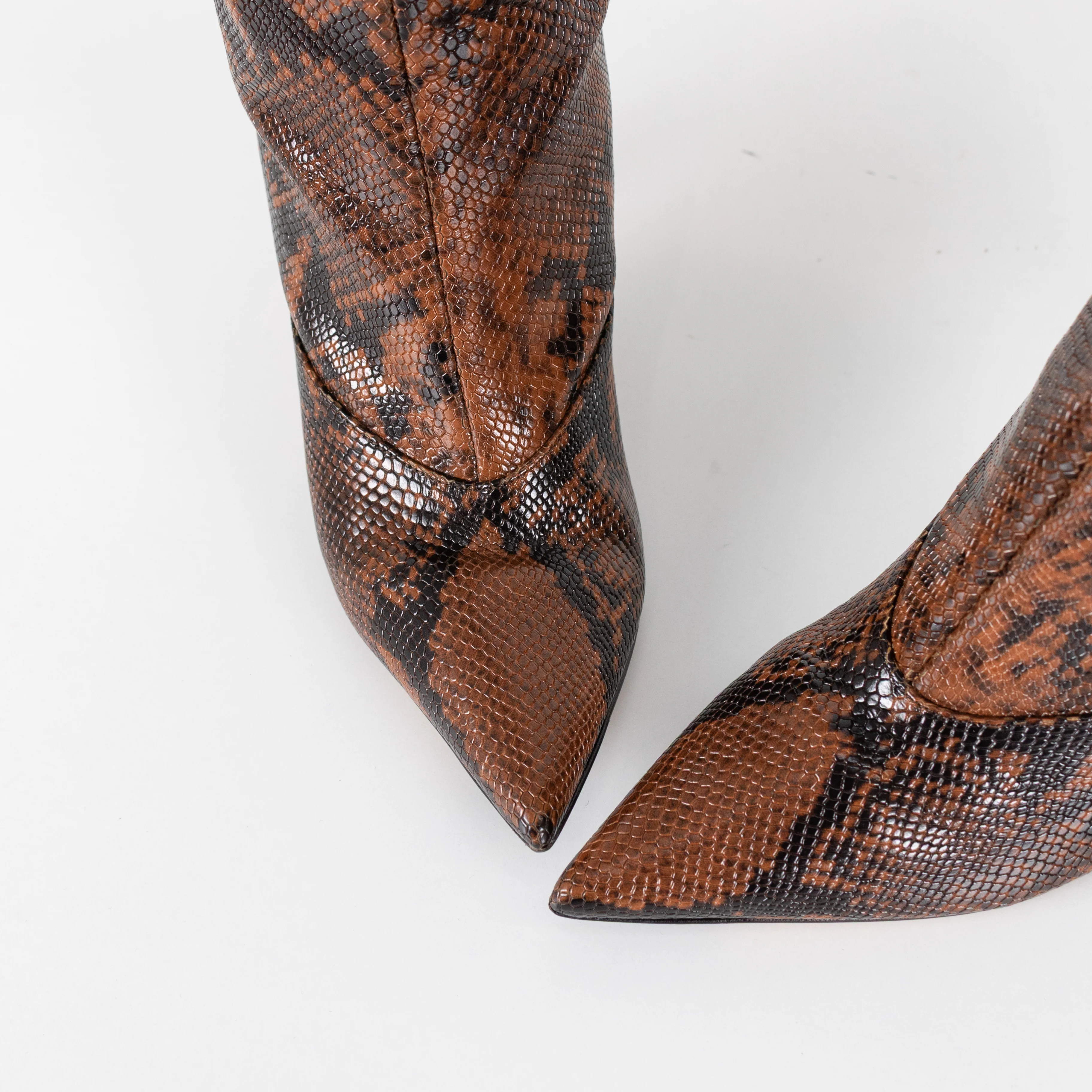 Jimmy Choo Brown Mock Snake Skin Heeled Boots - Image 8