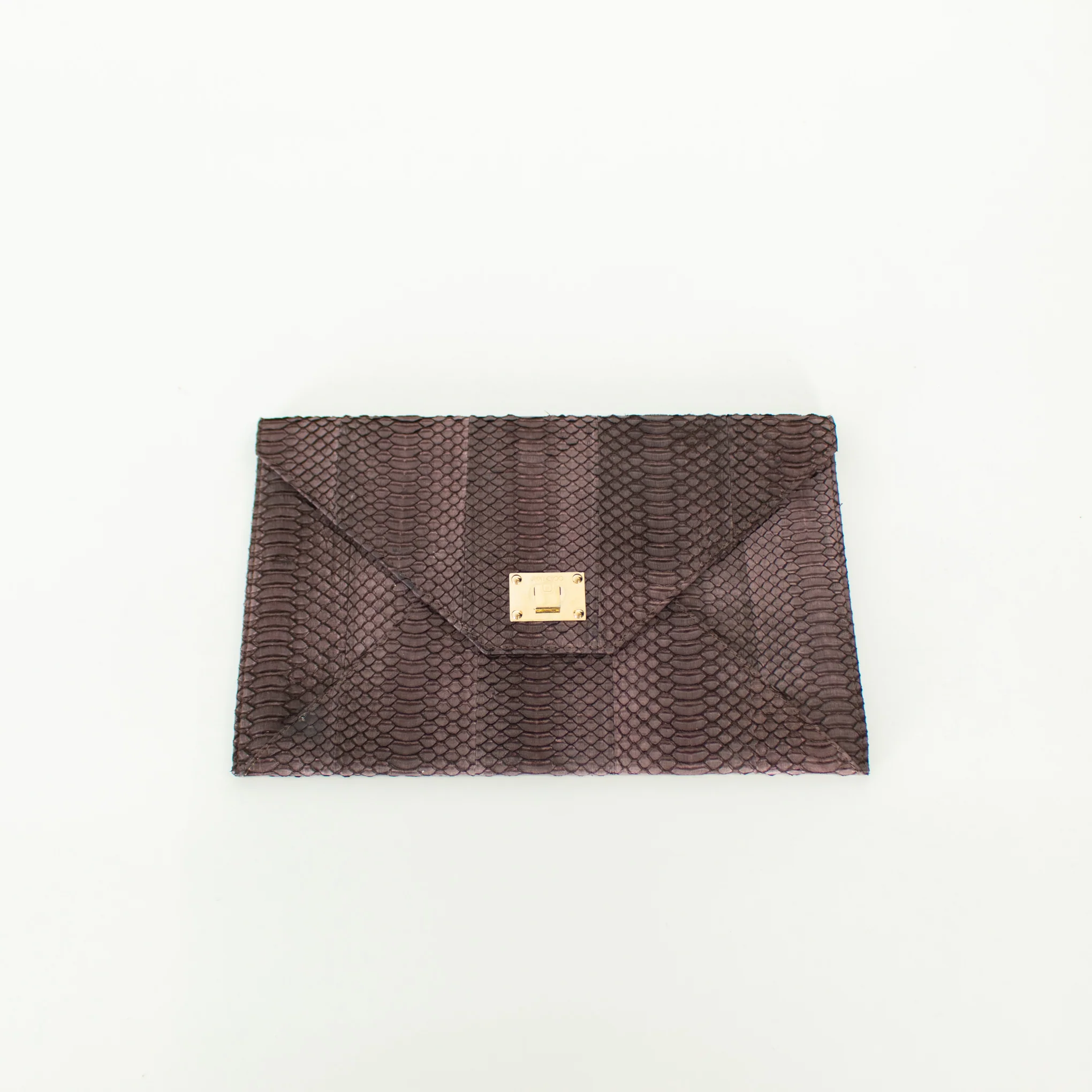 Jimmy Choo Brown Pink Snake Skin Clutch