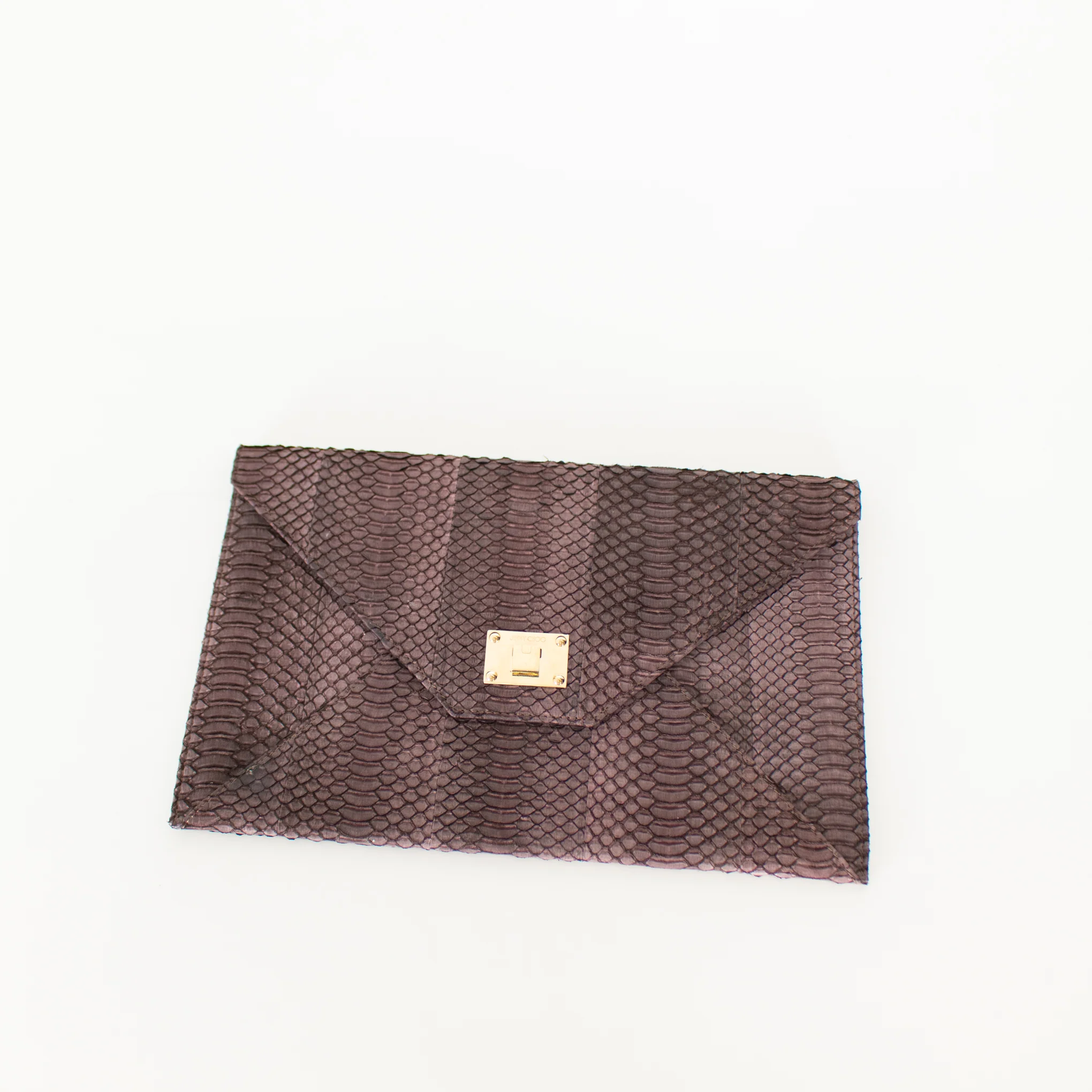 Jimmy Choo Brown Pink Snake Skin Clutch - Image 3