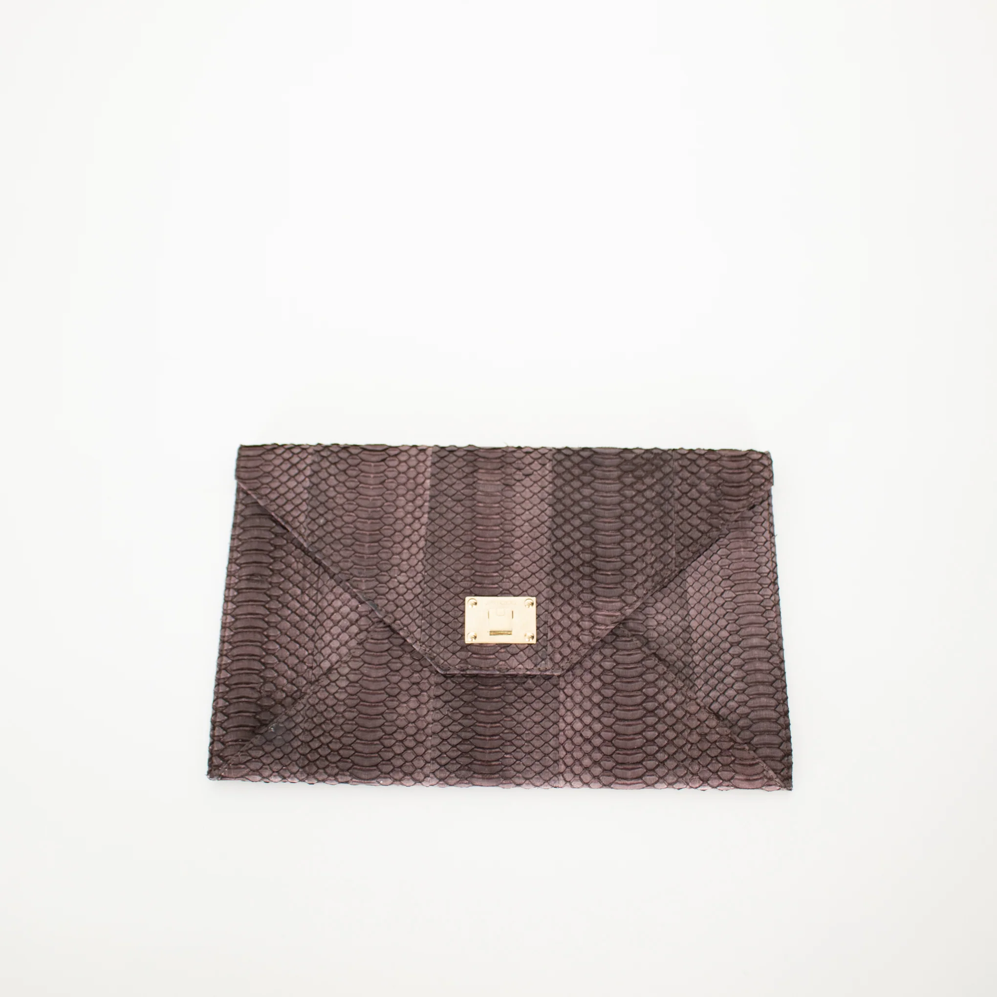 Jimmy Choo Brown Pink Snake Skin Clutch - Image 4