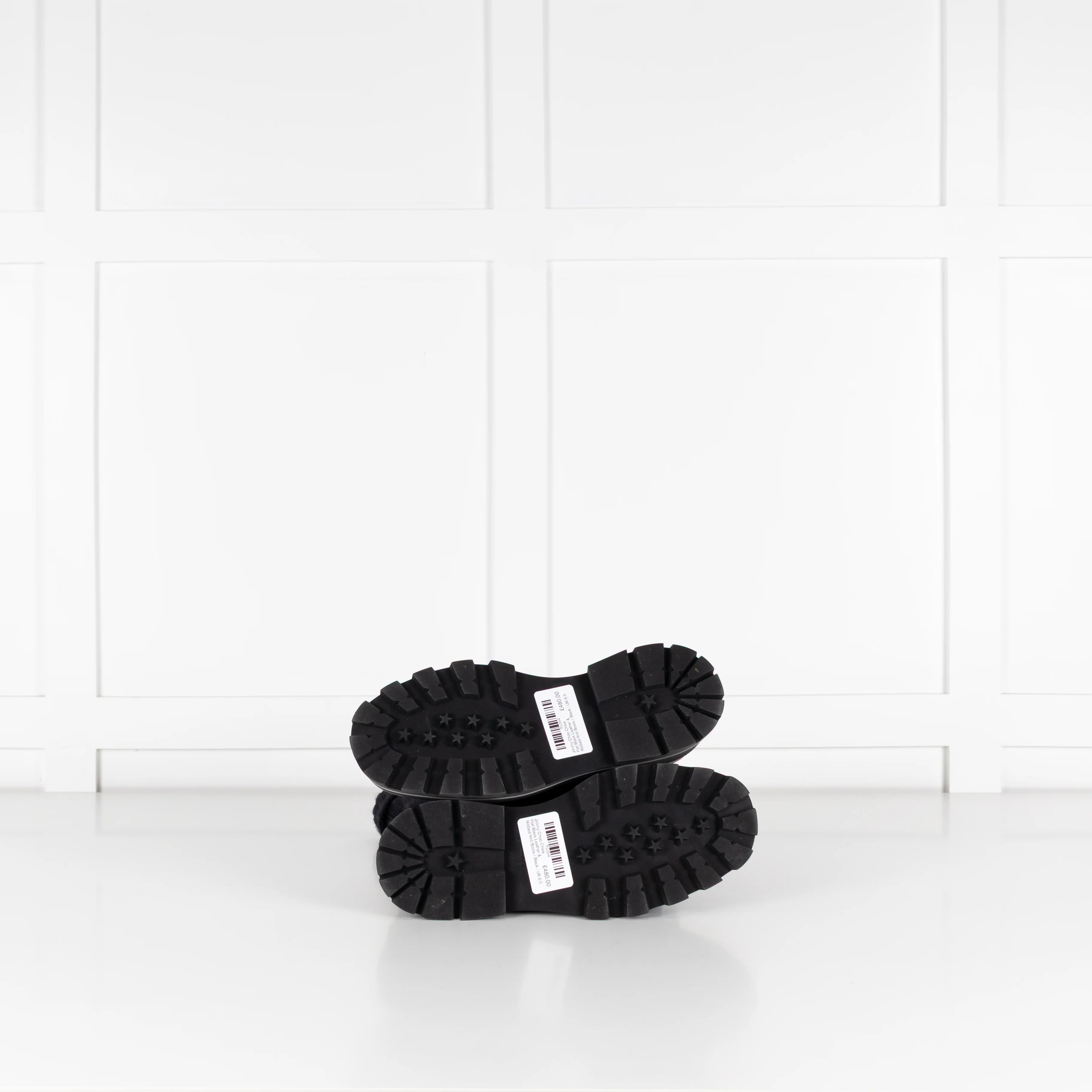 Jimmy Choo Chike Flat Black Leather & Ribbed Knit Boots - Image 8