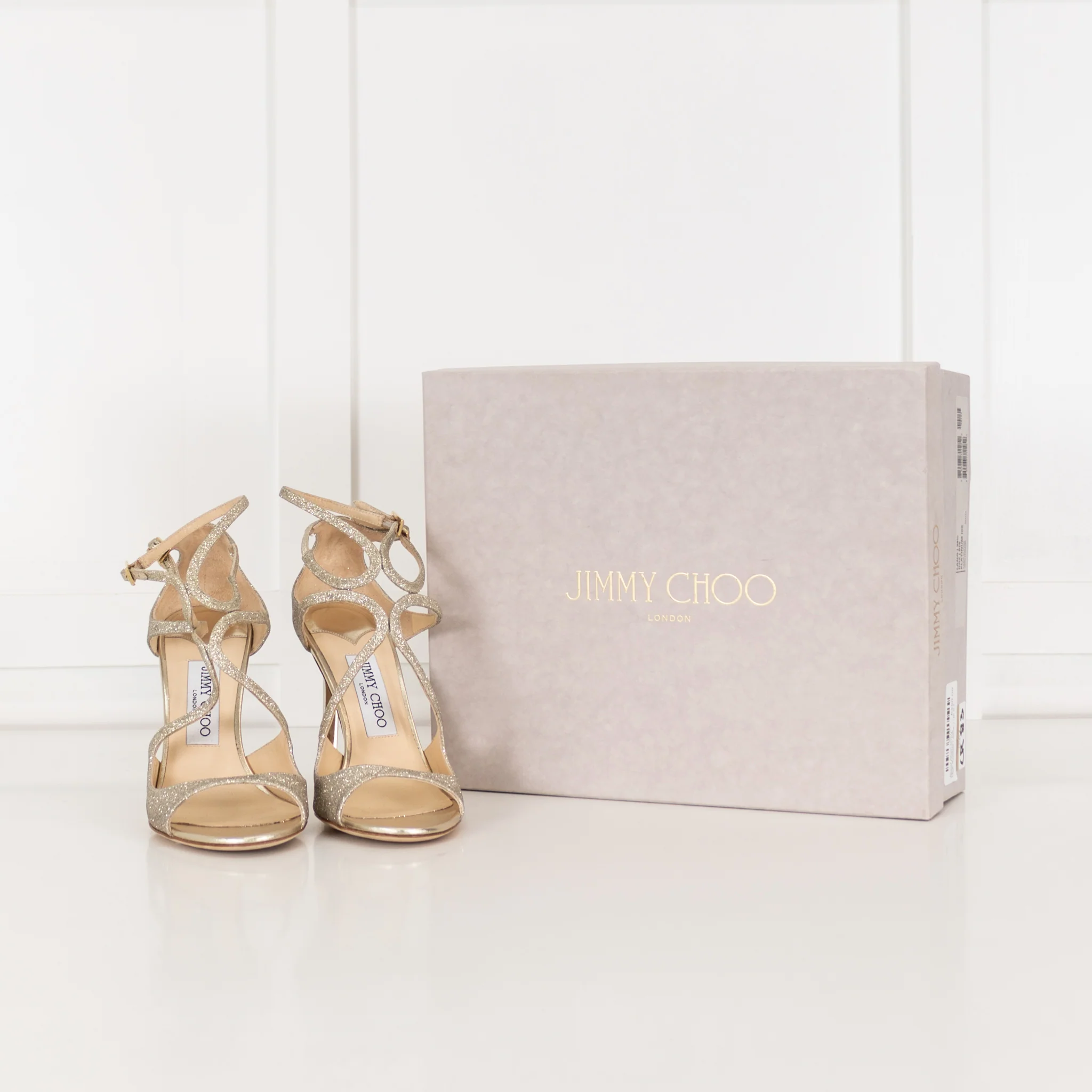 Jimmy Choo Dusty Glitter Platinum Ice High Sandals - Image 2