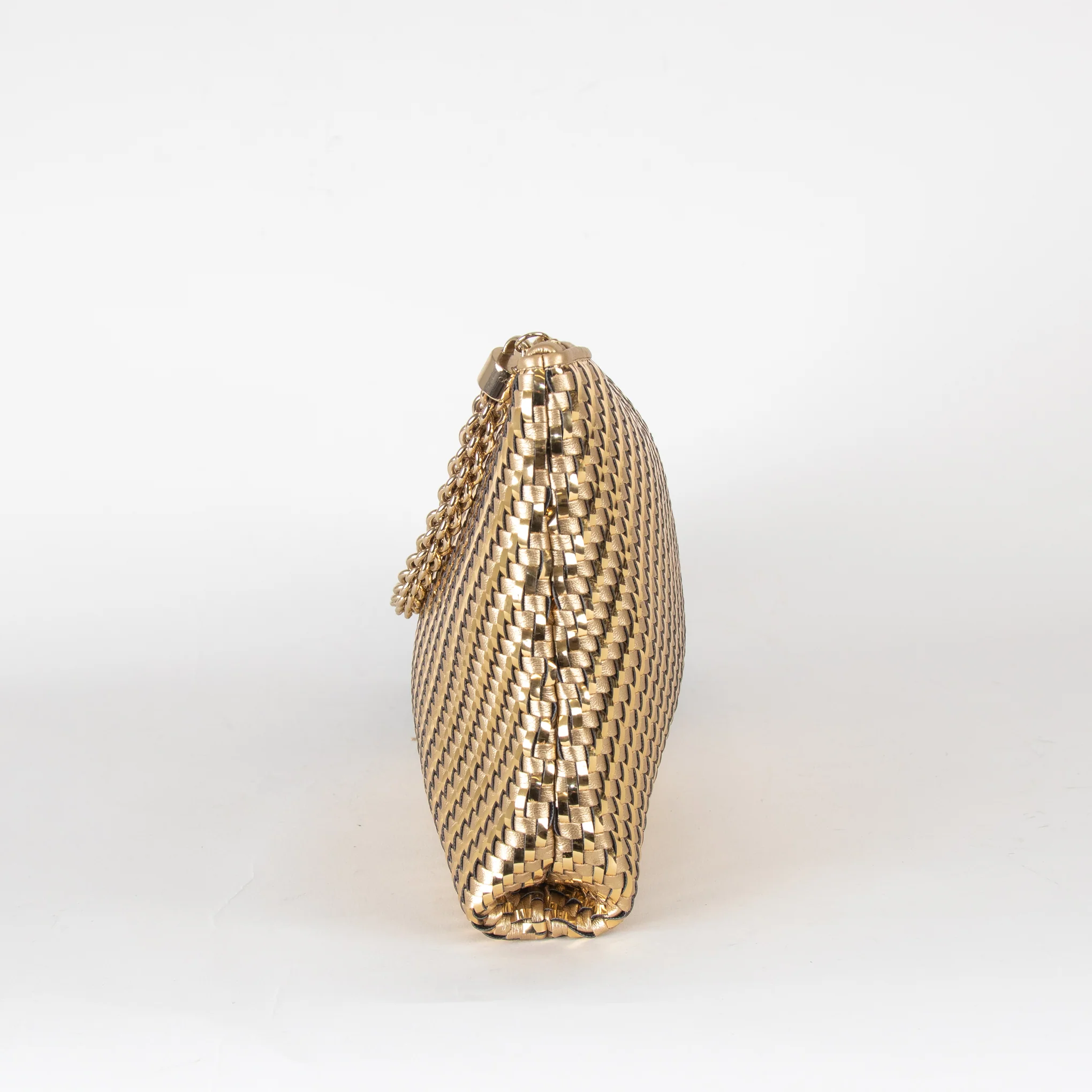 Jimmy Choo Gold Woven Tassle Clutch - Image 3