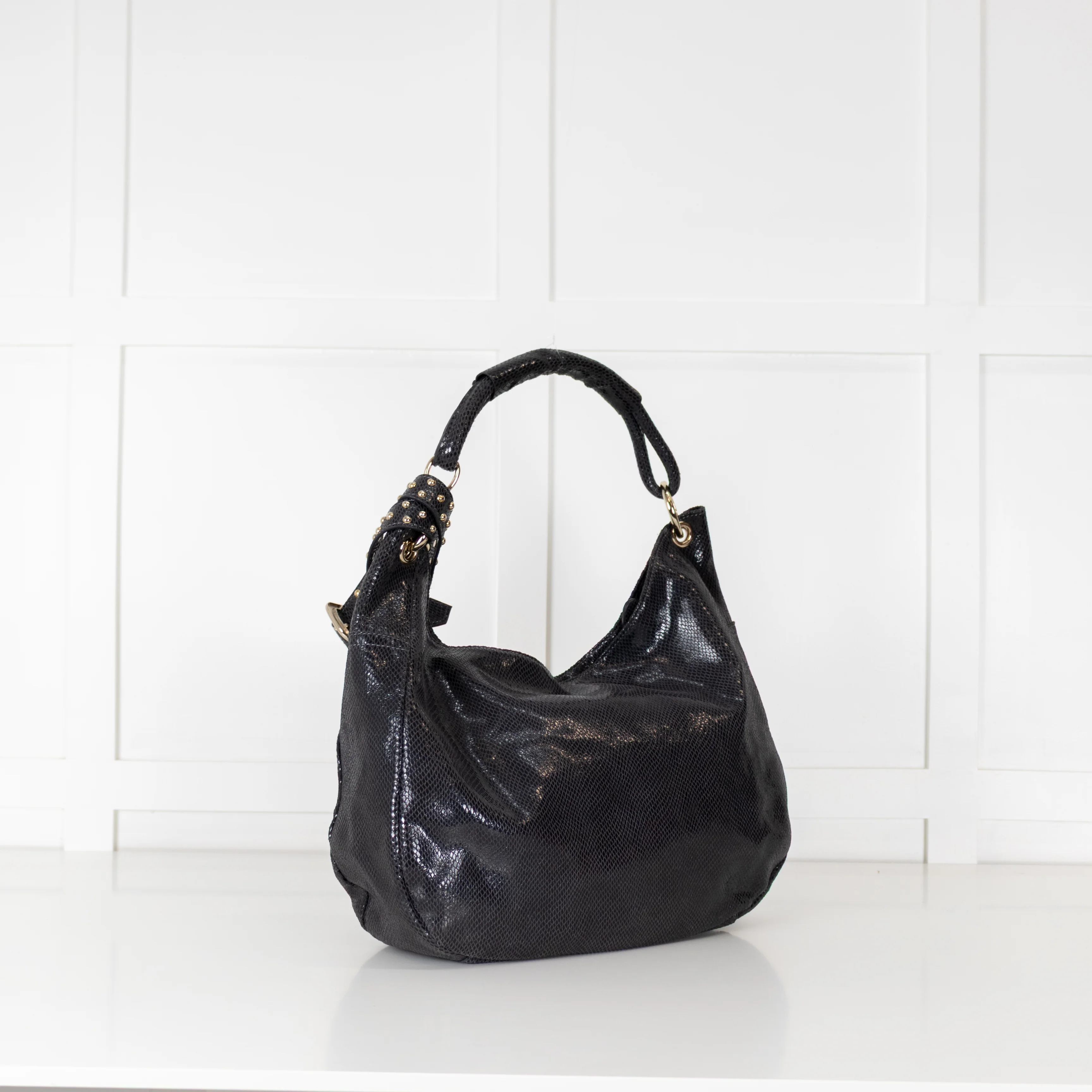 Jimmy Choo Grey Embossed Leather Bag - Image 8