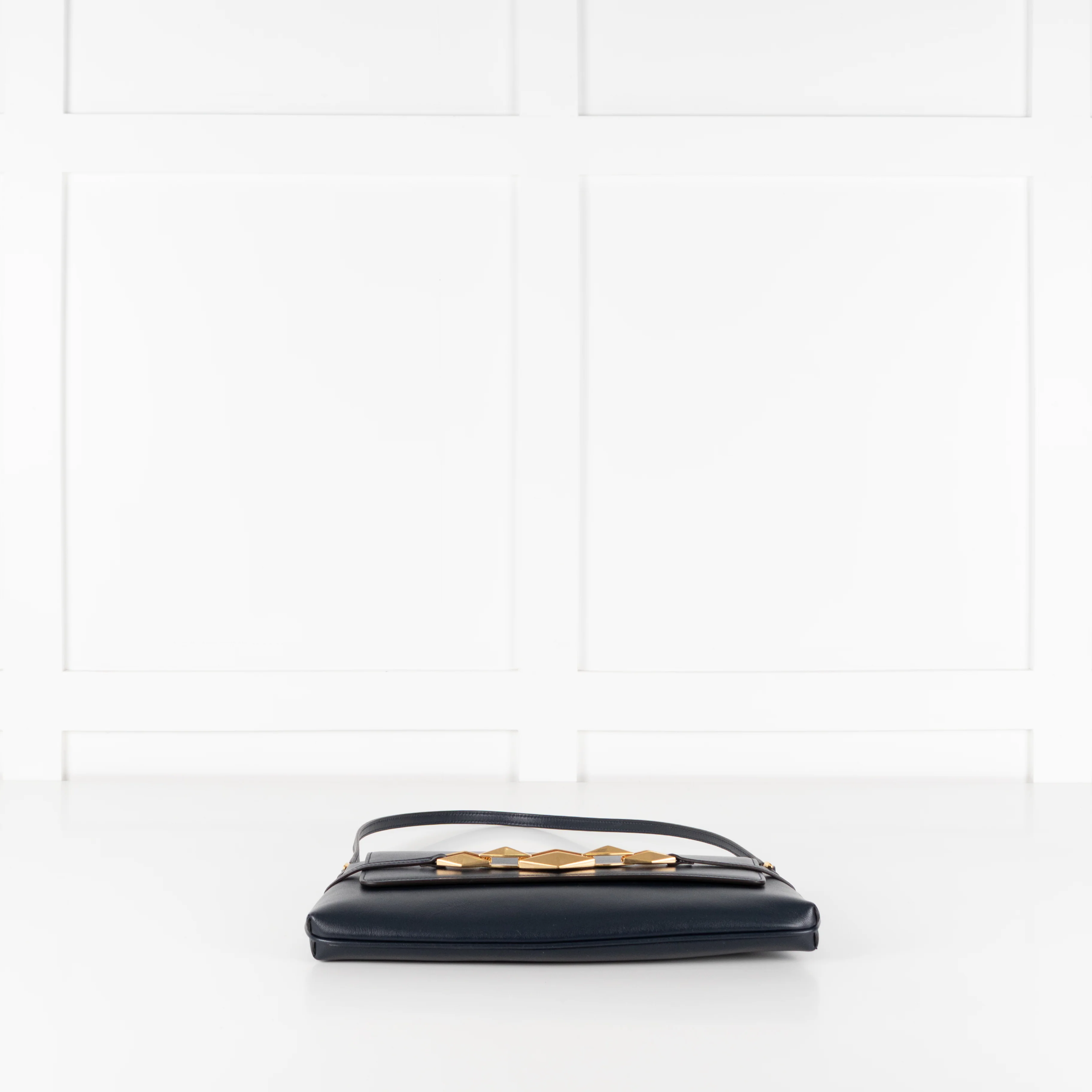 Jimmy Choo Navy Shoulder Bag with Geometric Chain - Image 8