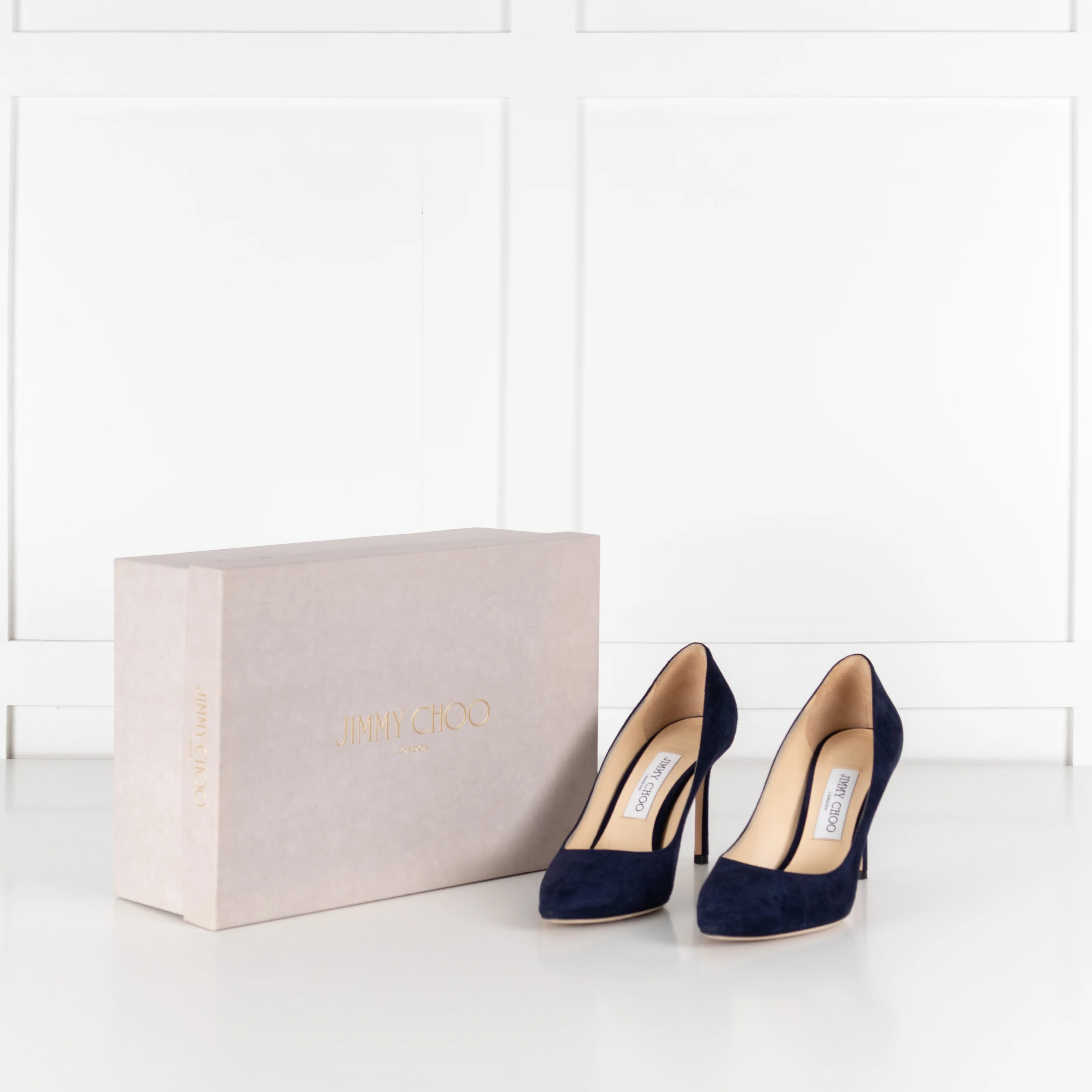 Jimmy Choo Navy Suede Heeled Shoes - Image 2
