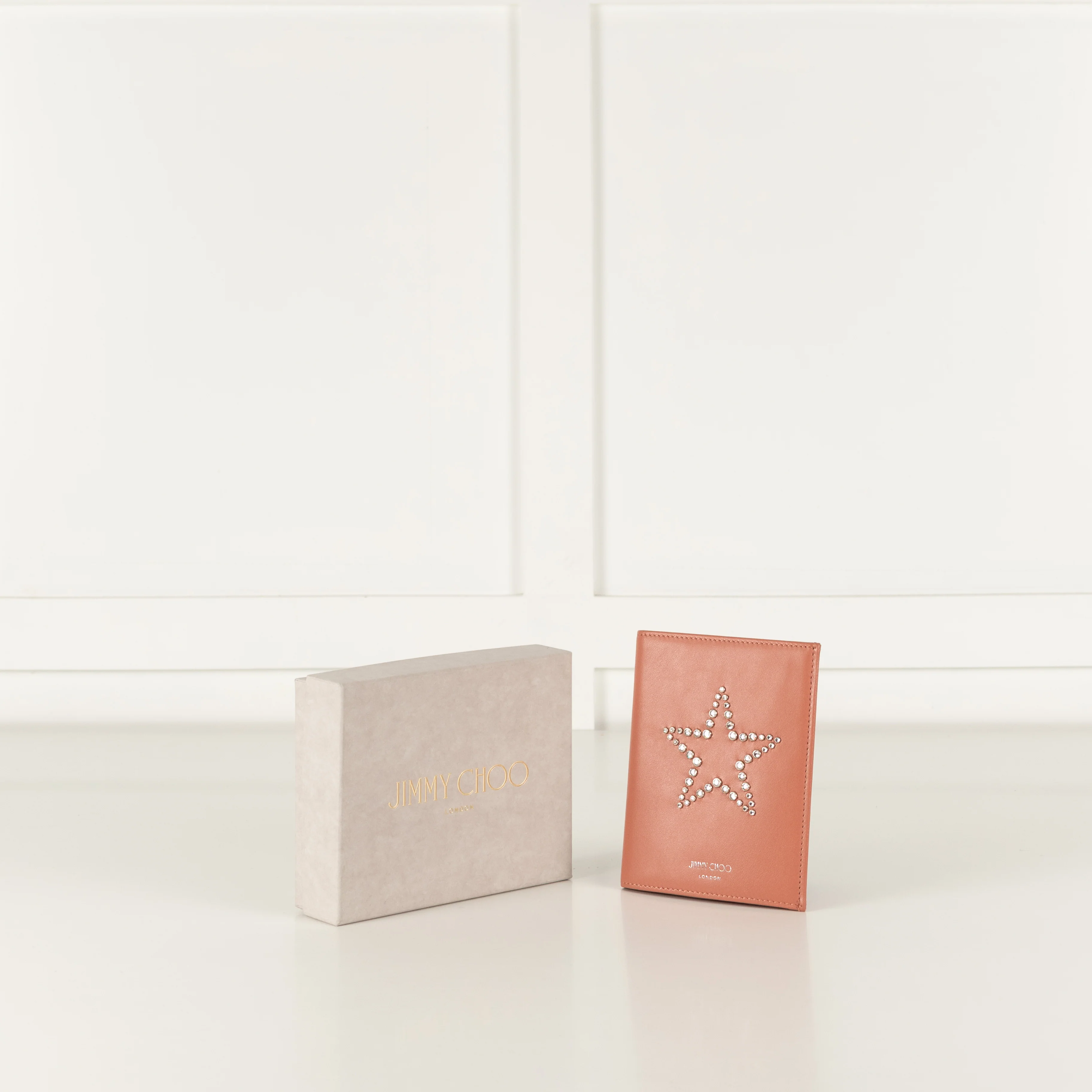 Jimmy Choo Pink Analya Star Studded Leather Passport Holder - Image 9