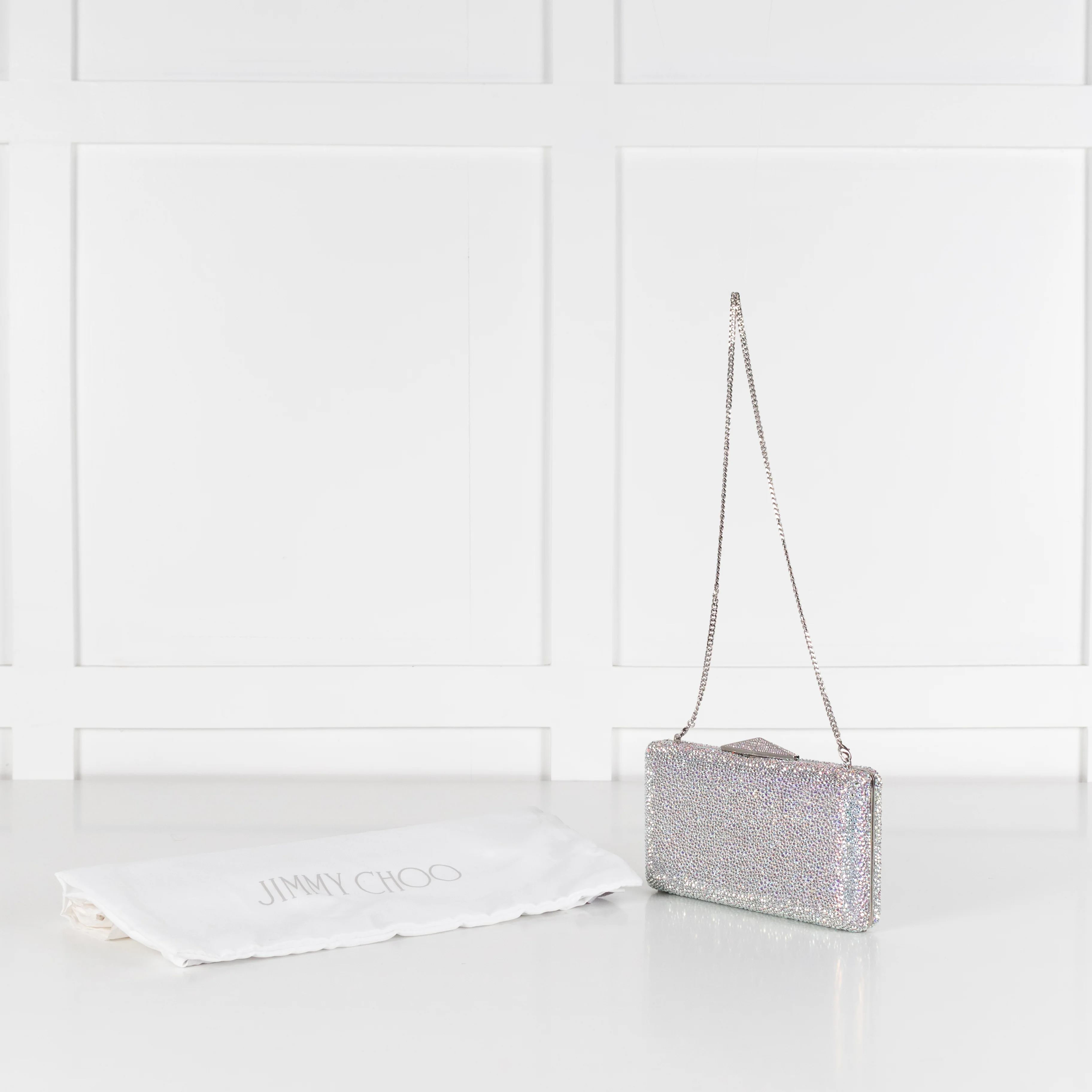 Jimmy Choo Silver Iridescent Crystal Clemmie Clutch Bag - Image 2