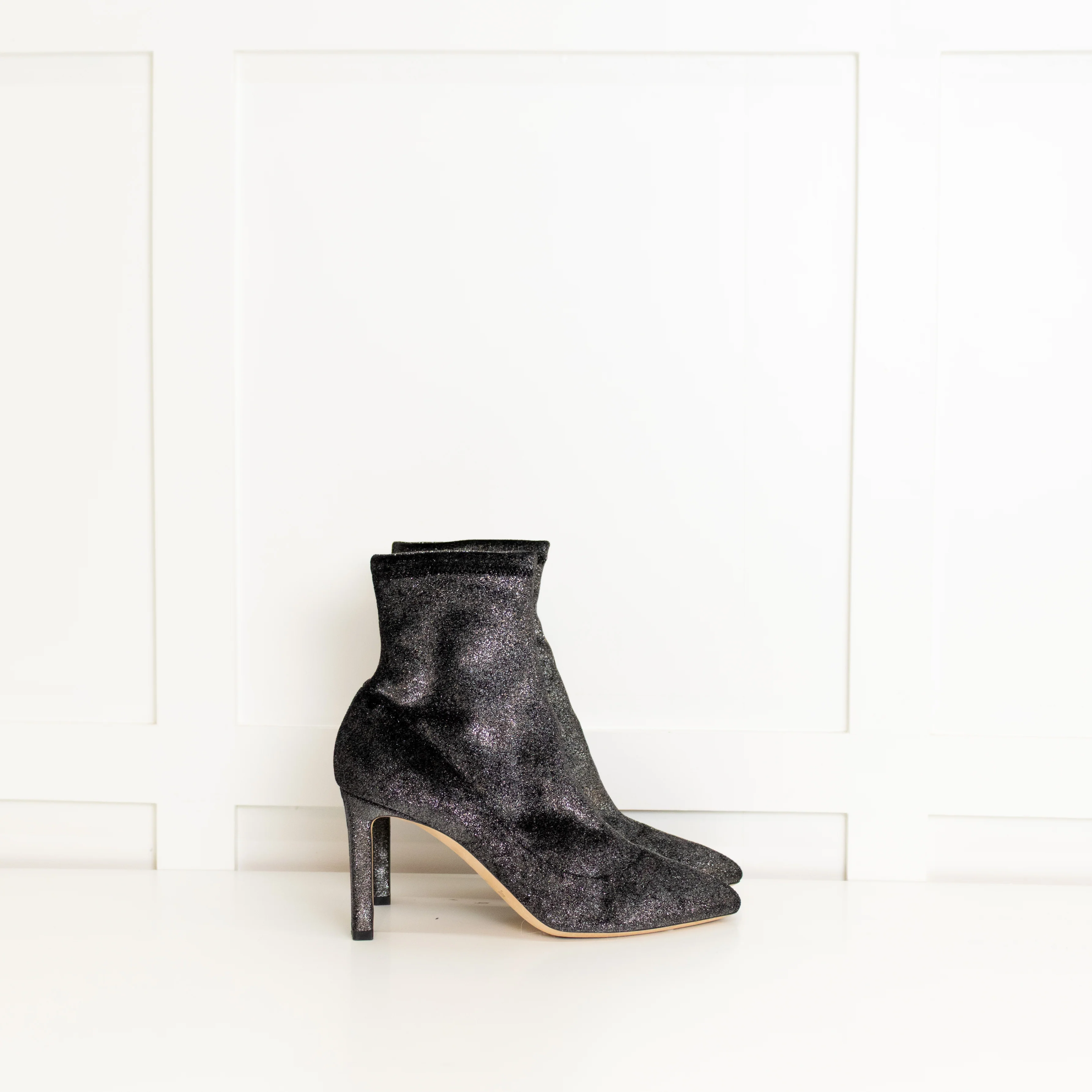 Jimmy Choo Silver Stretch Fabric Heeled Ankle Boots - Image 5