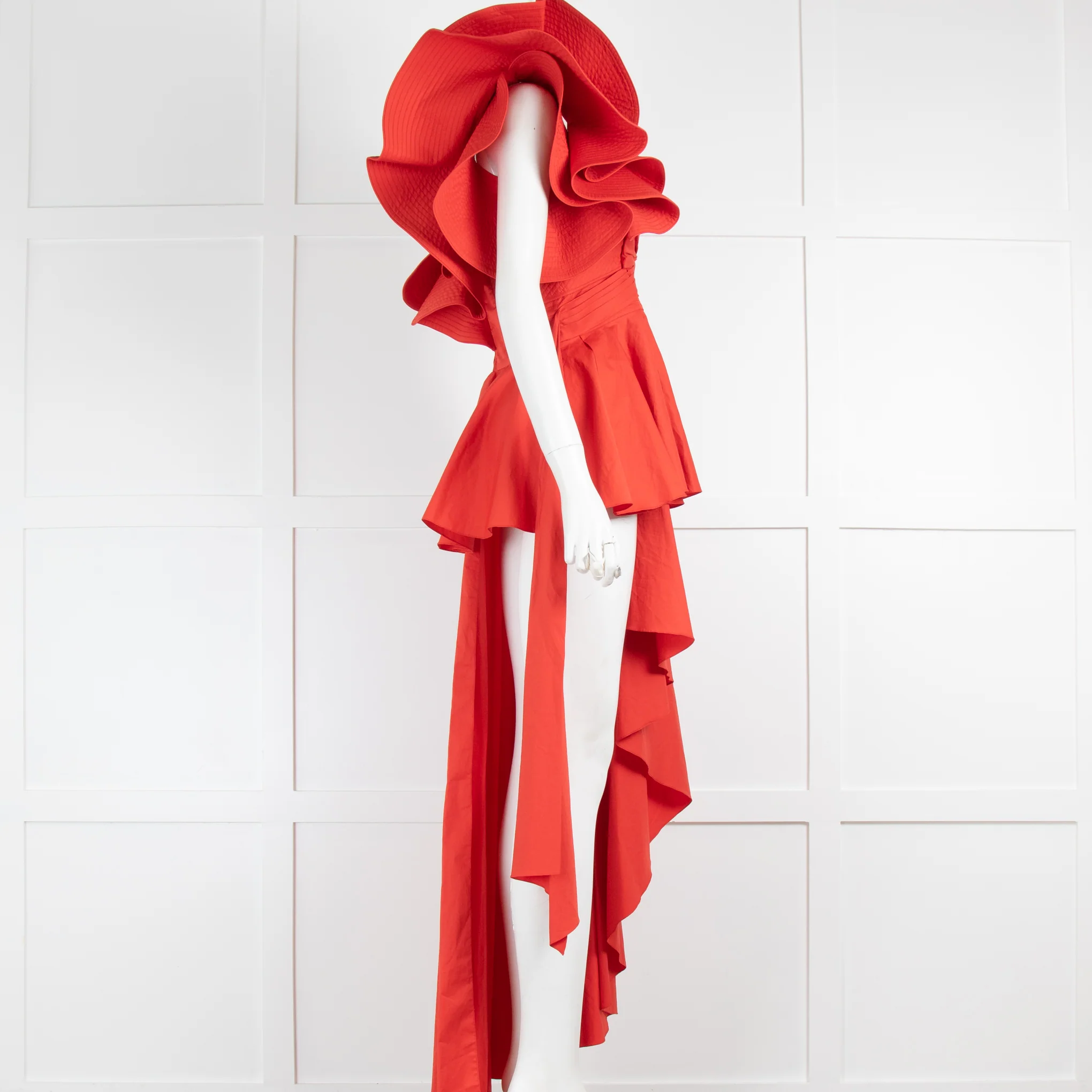 Johanna Ortiz Red Ruffle Top One Shoulder Asymmetric  Top - Image 2