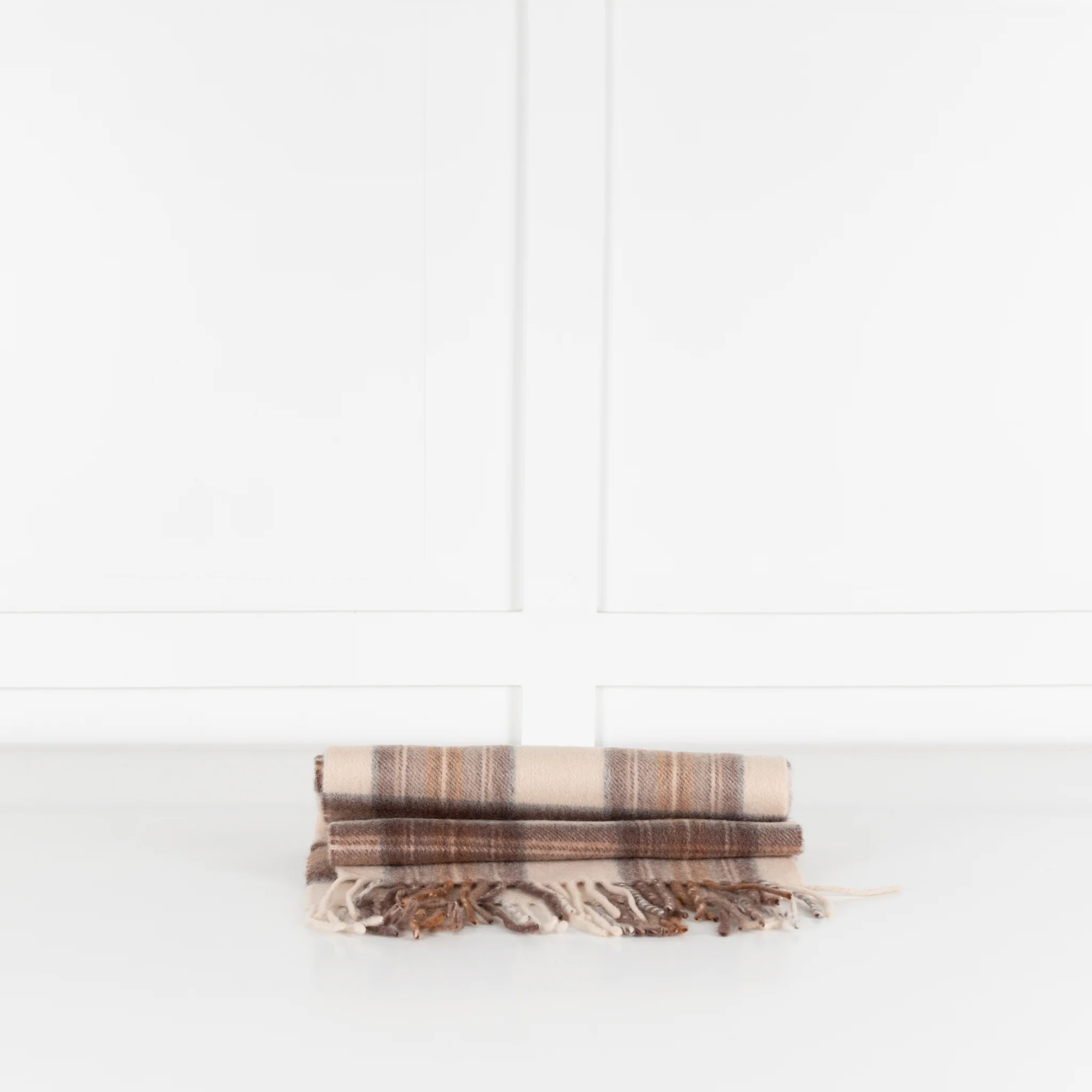 Johnstons of Elgin Brown Check Cashmere Scarf