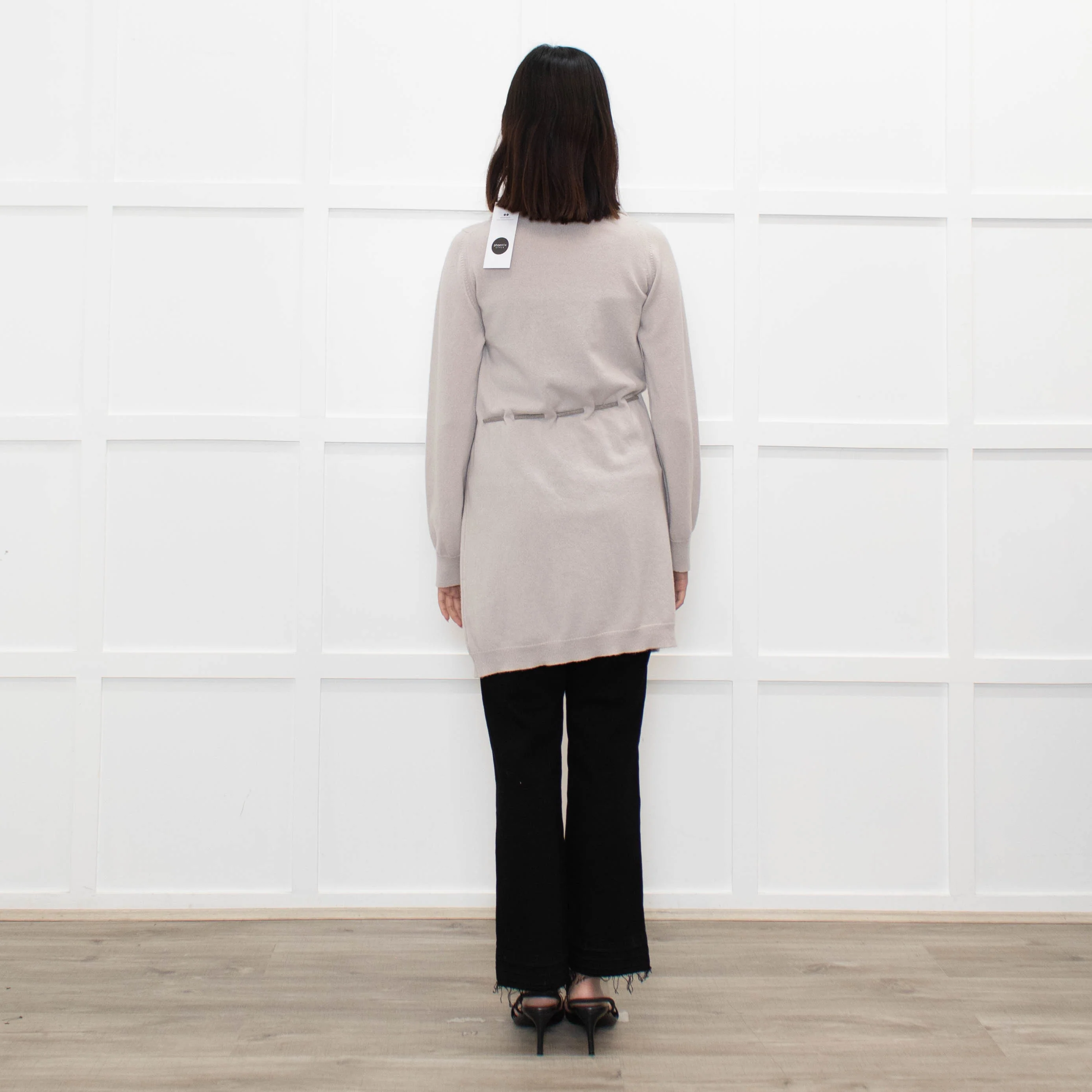 Johnstons Of Elgin Taupe Cashmere Belted Long Cardigan - Image 5