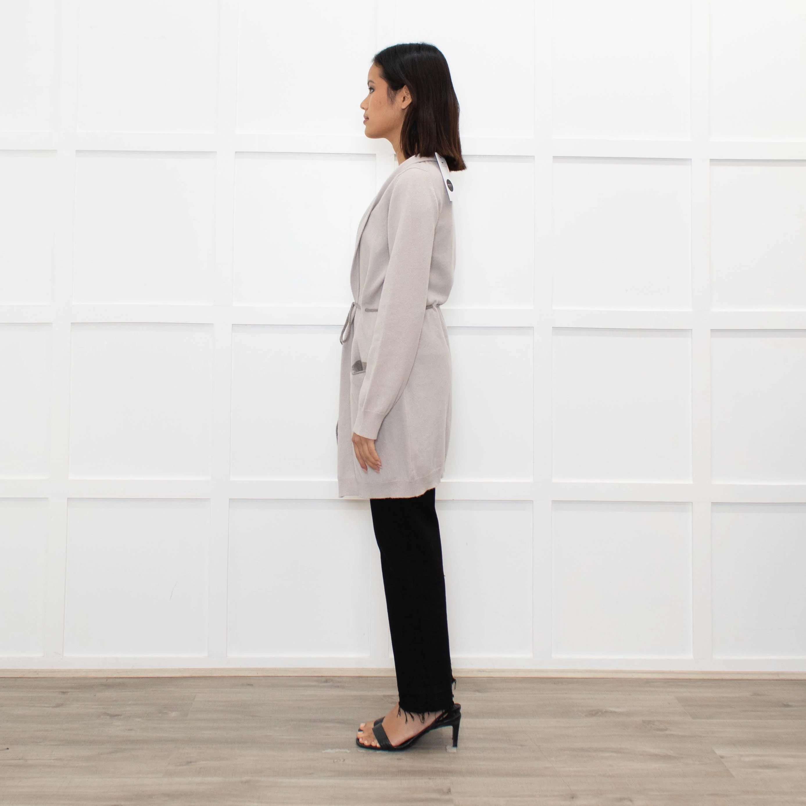 Johnstons Of Elgin Taupe Cashmere Belted Long Cardigan - Image 6